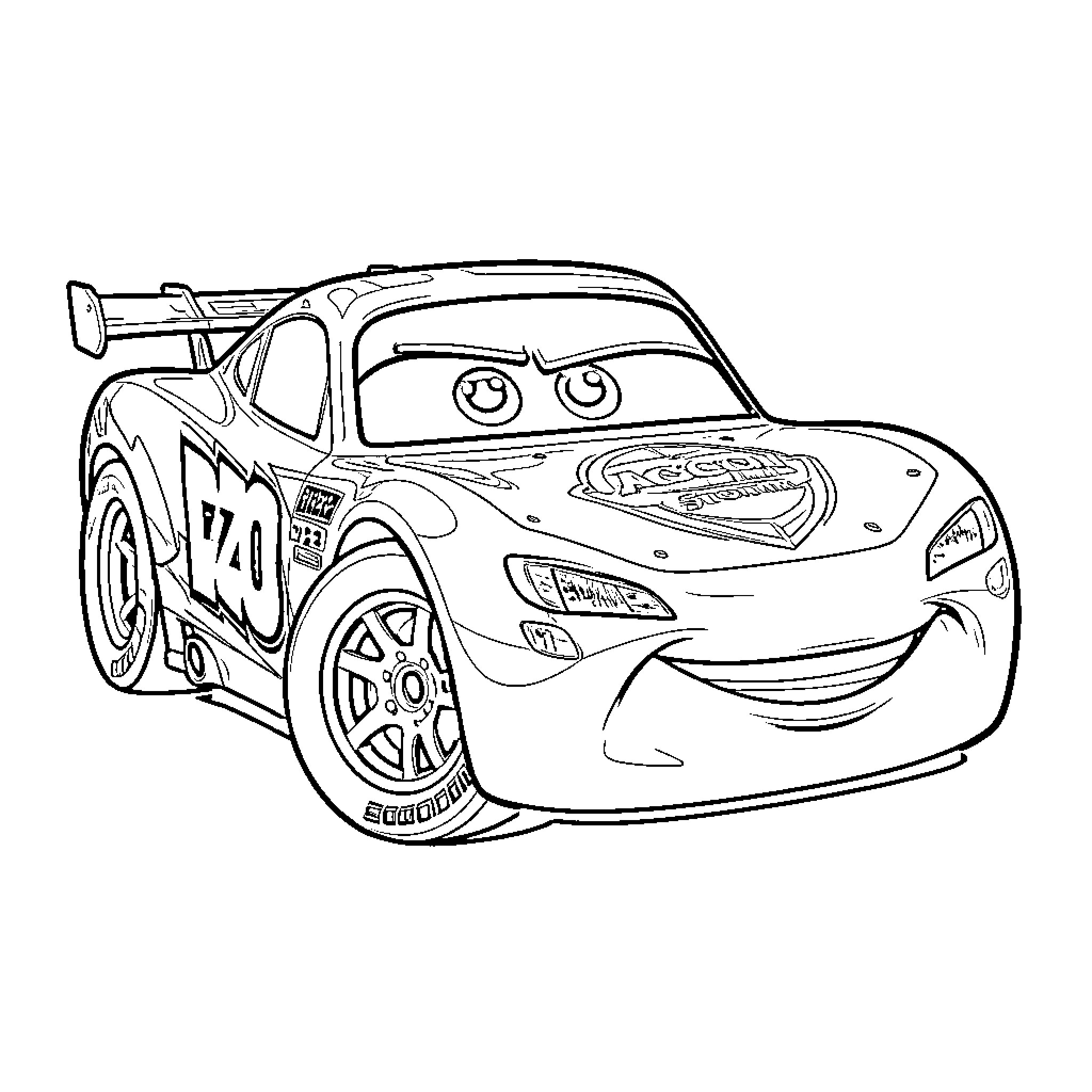 Jackson Storm racing with determination Coloring Page (free black-and-white line drawing printable PDF for all, from beginners to advanced learners, including children, teens, adults, and seniors)