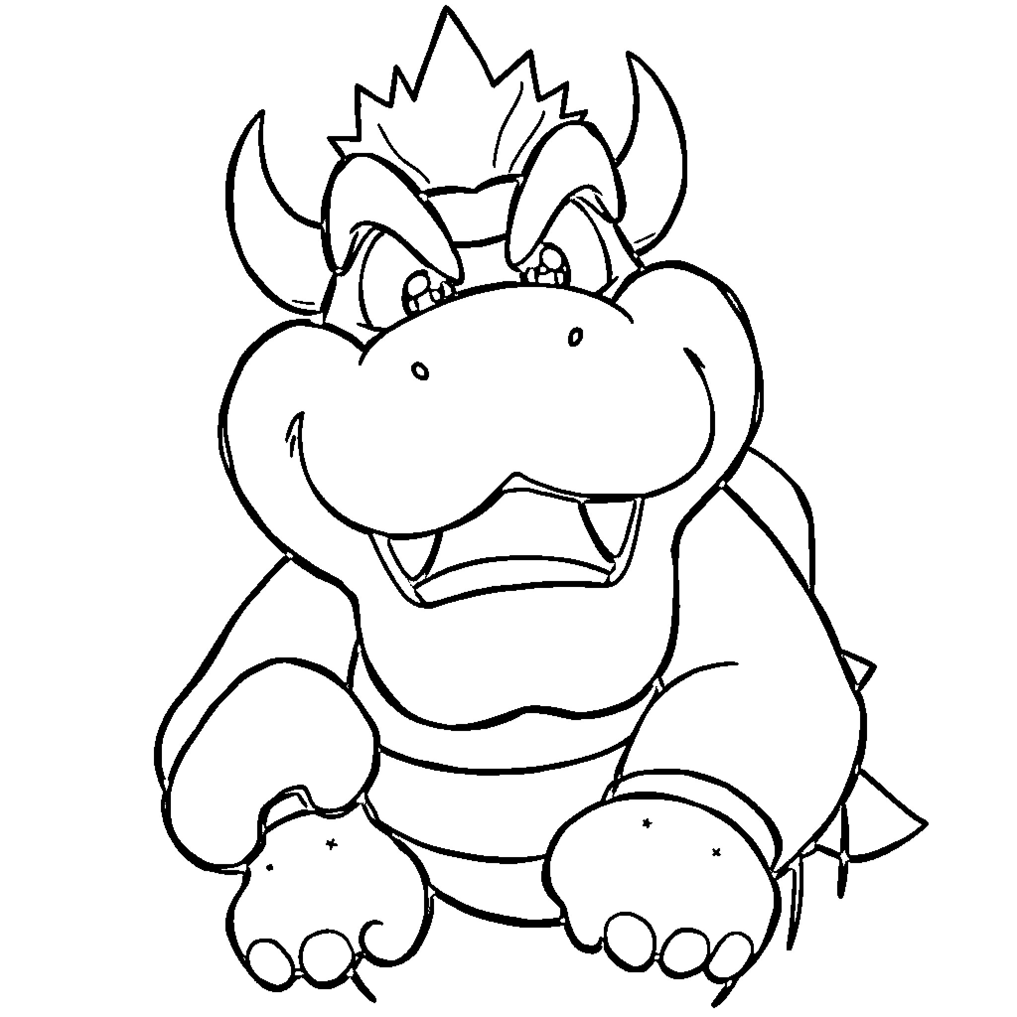 Bowser in a playful mood Coloring Page (free black-and-white line drawing printable PDF for all, from beginners to advanced learners, including children, teens, adults, and seniors)