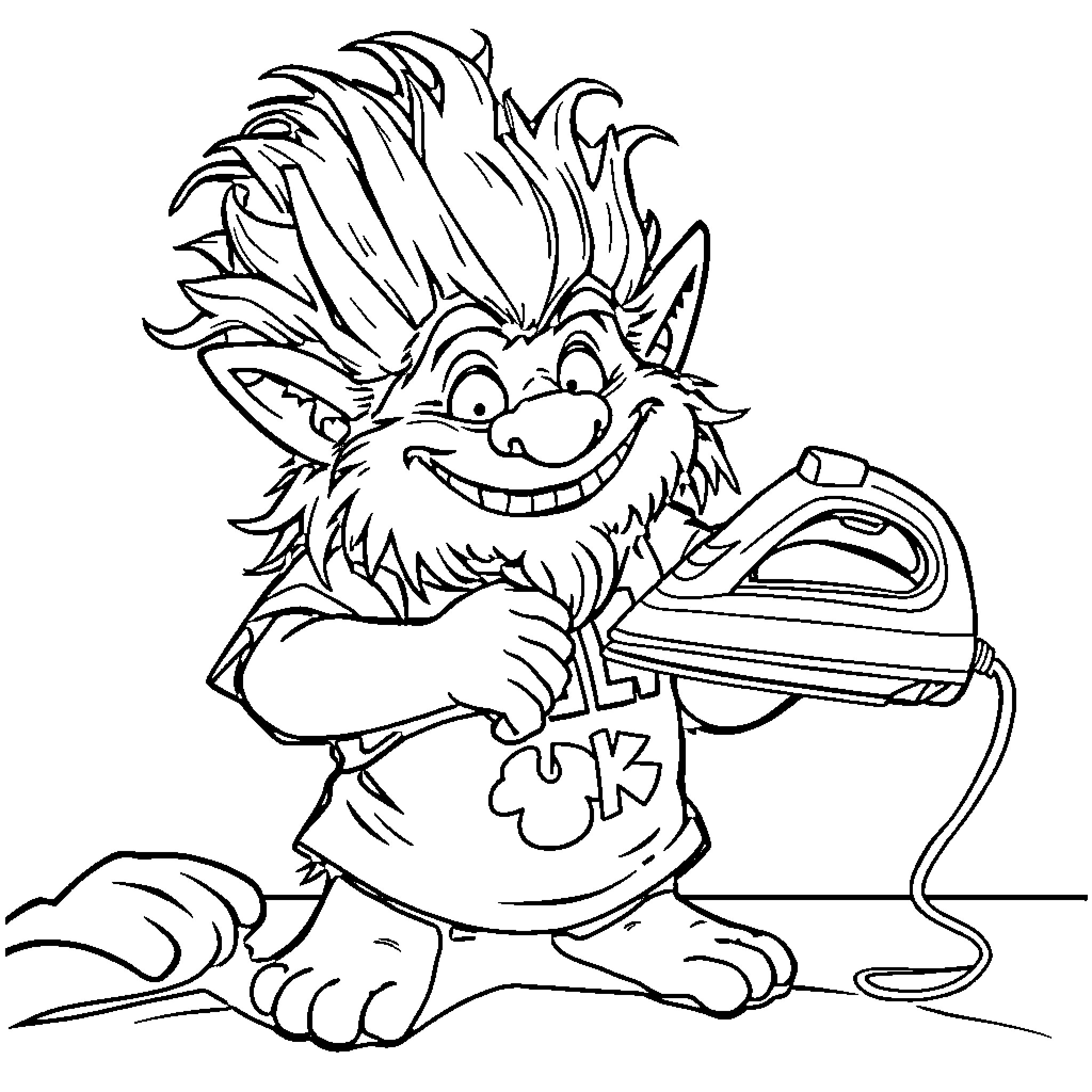 Troll playing video game with excitement Coloring Page (free black-and-white line drawing printable PDF for all, from beginners to advanced learners, including children, teens, adults, and seniors)