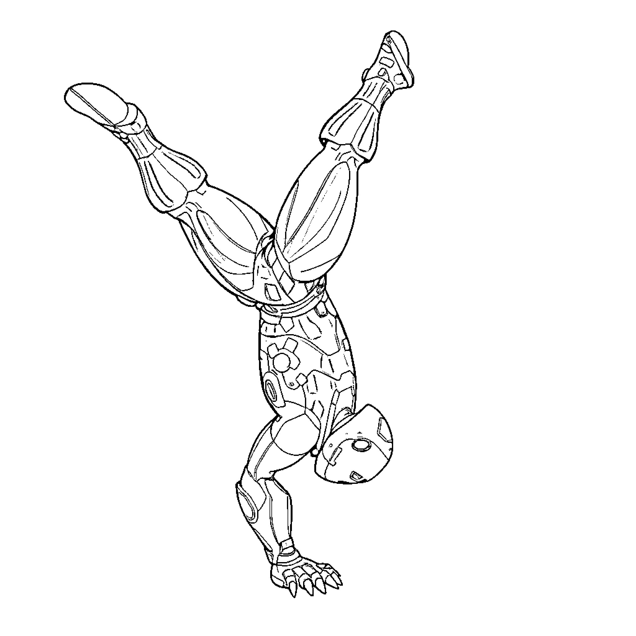 Iron Man performing acrobatic maneuver Coloring Page (free black-and-white line drawing printable PDF for all, from beginners to advanced learners, including children, teens, adults, and seniors)