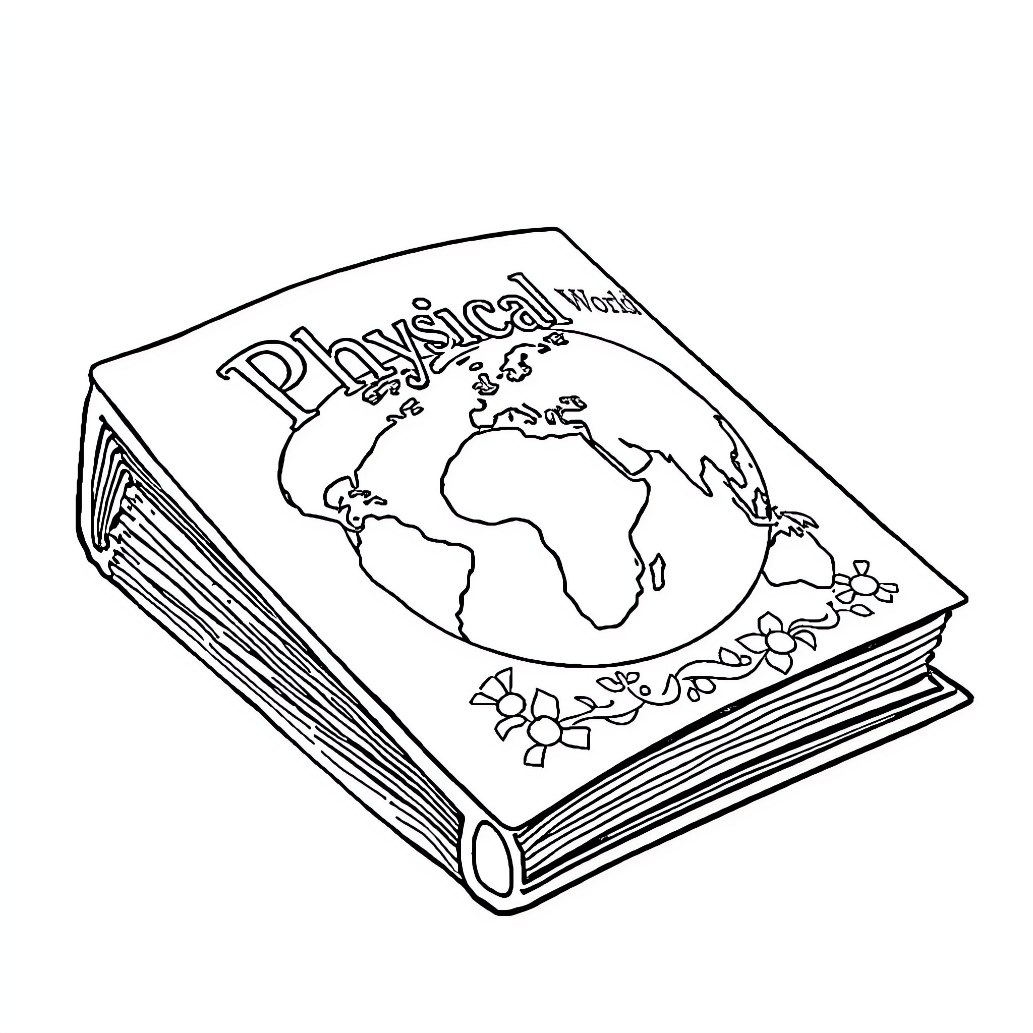 Physical World Geography Textbook Coloring Page (free black-and-white line drawing printable PDF for all, from beginners to advanced learners, including children, teens, adults, and seniors)