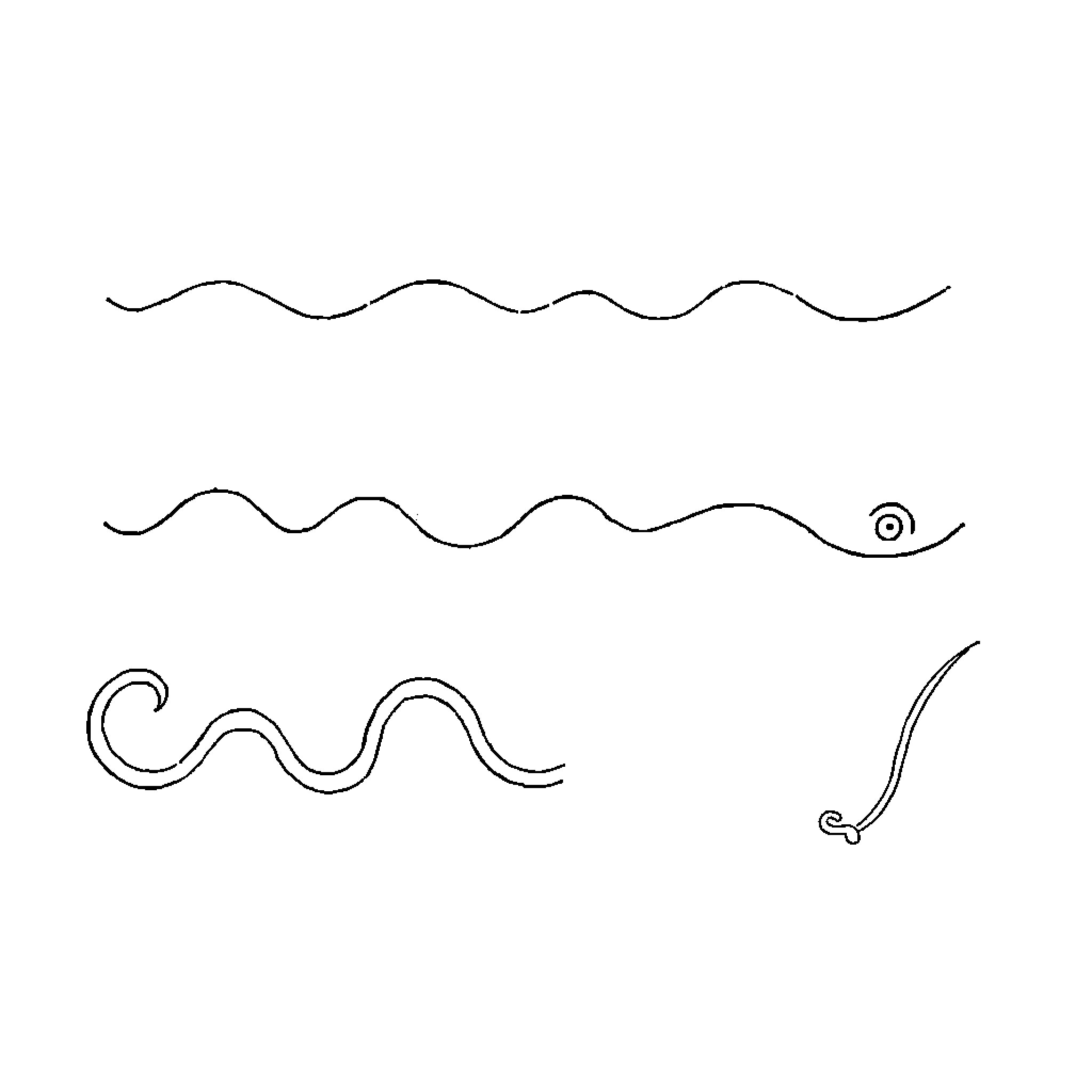 Line Drawings of Wavy Patterns and Shapes Coloring Page (free black-and-white line drawing printable PDF for all, from beginners to advanced learners, including children, teens, adults, and seniors)