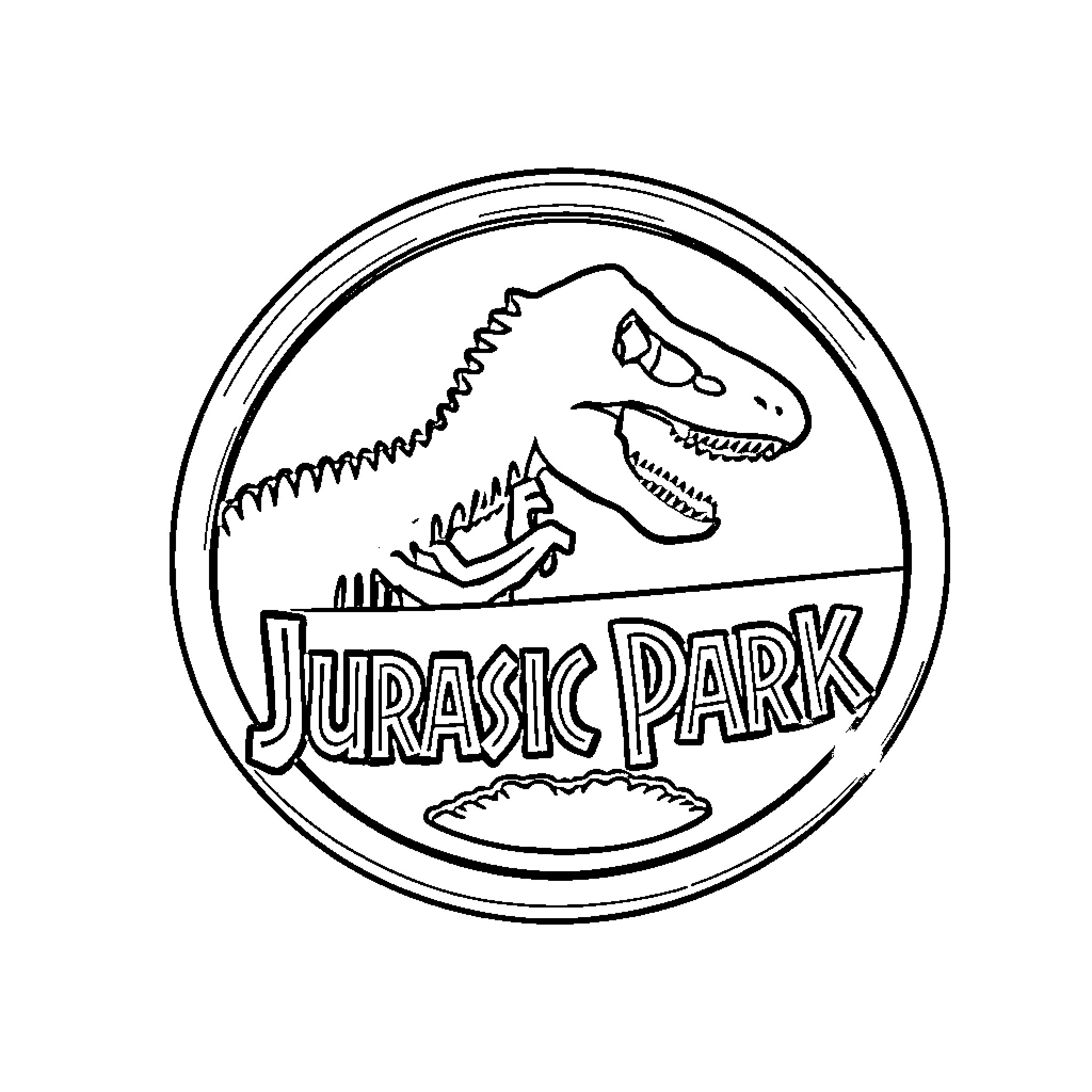 Ranger explores the iconic Jurassic Park Coloring Page (free black-and-white line drawing printable PDF for all, from beginners to advanced learners, including children, teens, adults, and seniors)