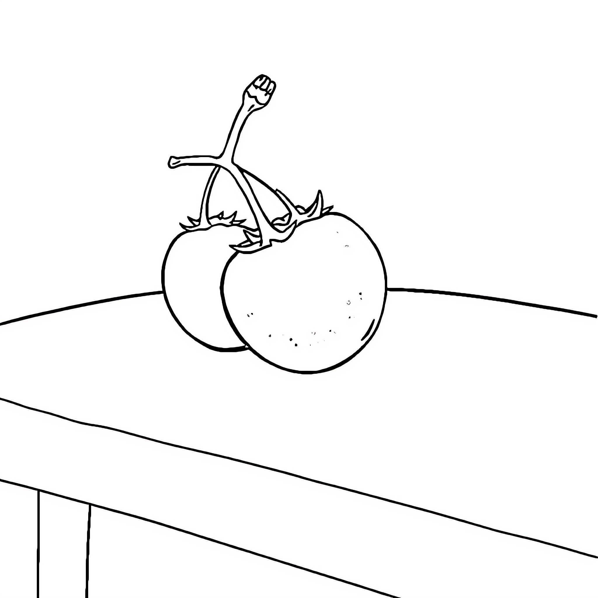 Cranberry Tomato on Horizon Coloring Page (free black-and-white line drawing printable PDF for all, from beginners to advanced learners, including children, teens, adults, and seniors)