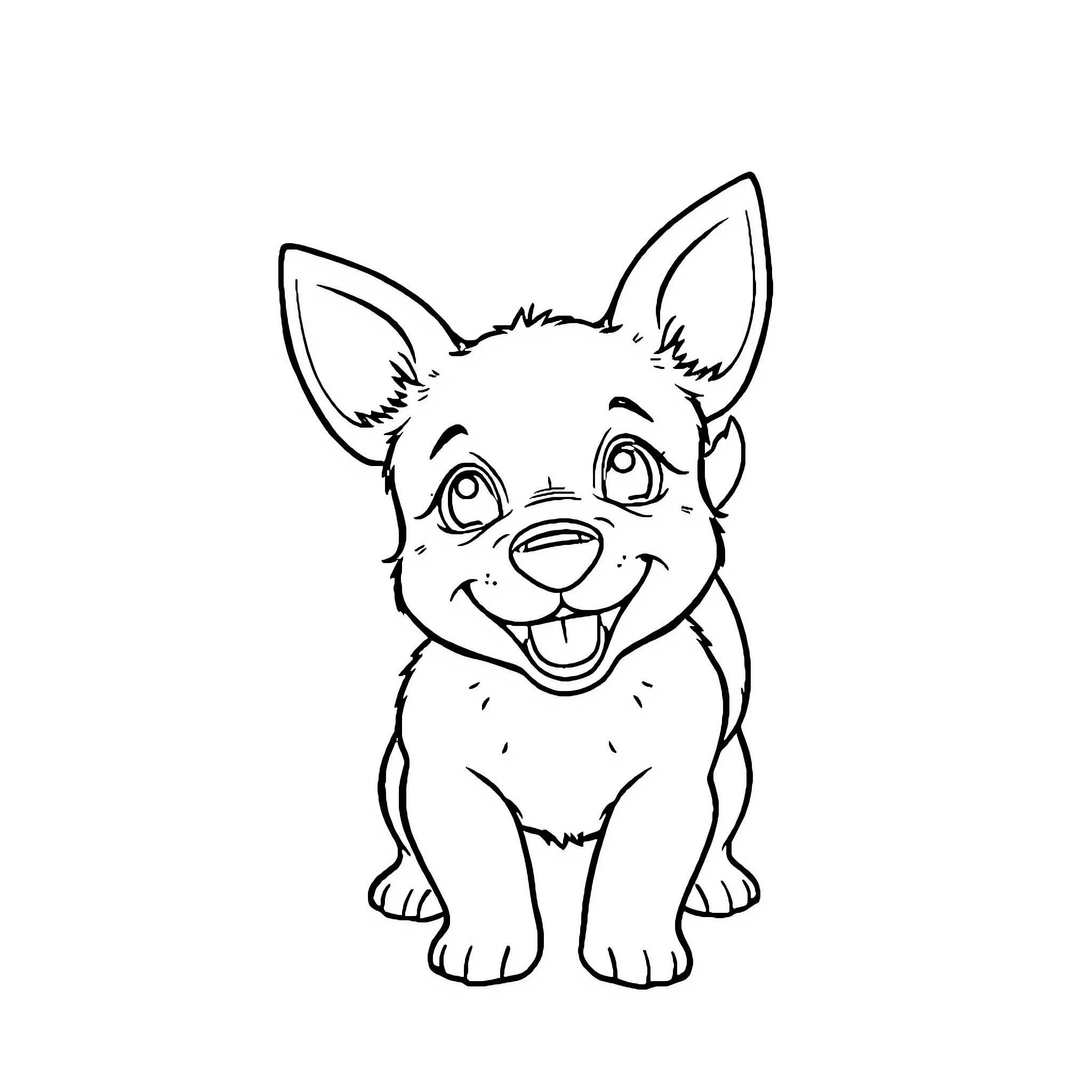 Dog sitting happily and smiling Coloring Page (free black-and-white line drawing printable PDF for all, from beginners to advanced learners, including children, teens, adults, and seniors)