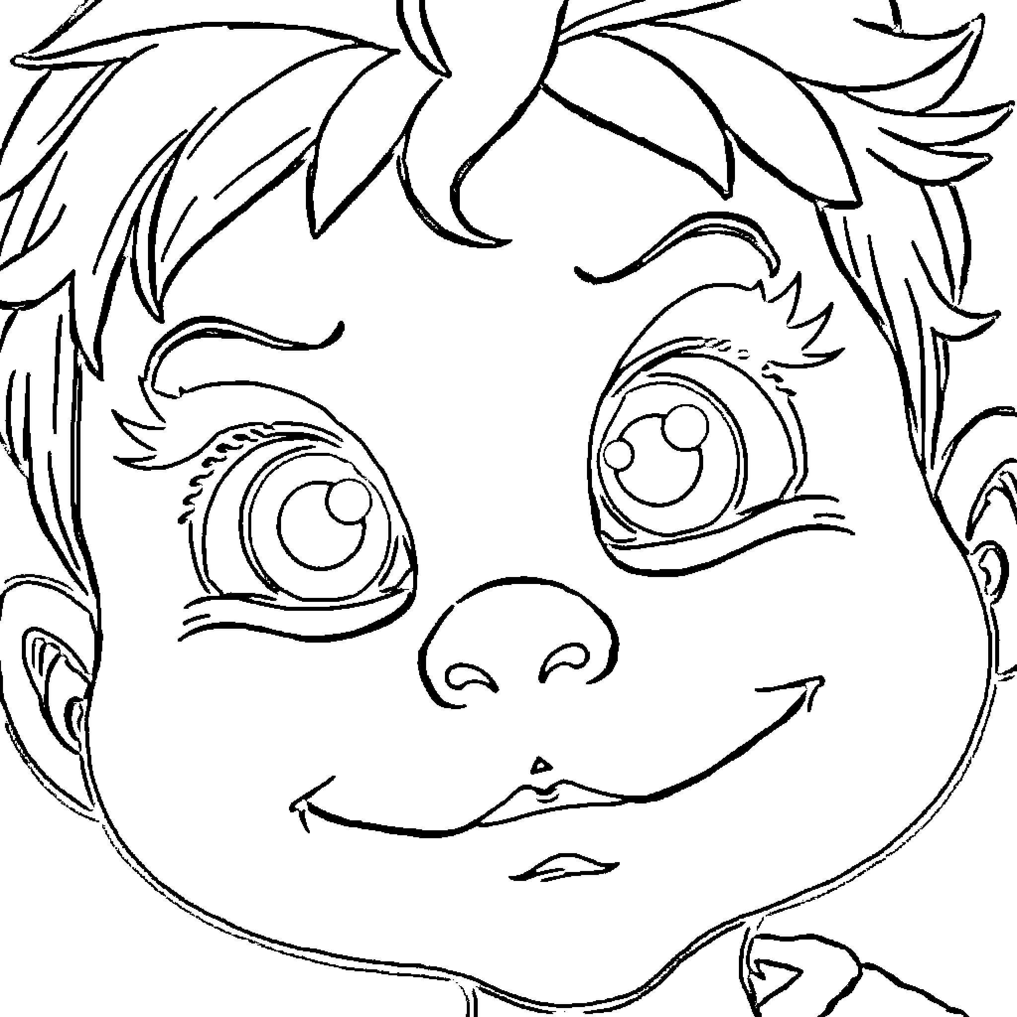 Halloween Kid's Cute and Playful Expression Coloring Page (free black-and-white line drawing printable PDF for all, from beginners to advanced learners, including children, teens, adults, and seniors)