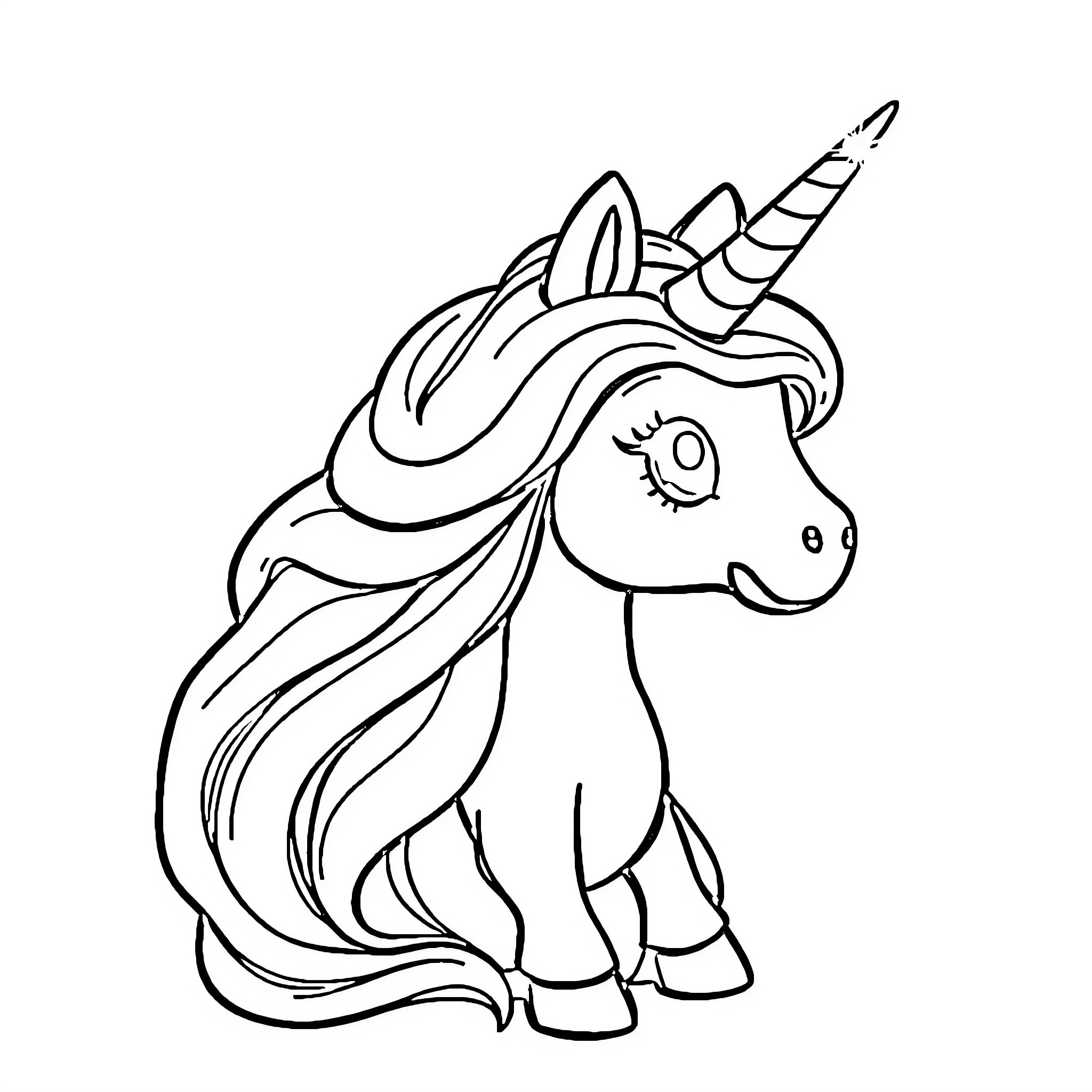 Unicorn peeking curiously at viewer Coloring Page (free black-and-white line drawing printable PDF for all, from beginners to advanced learners, including children, teens, adults, and seniors)