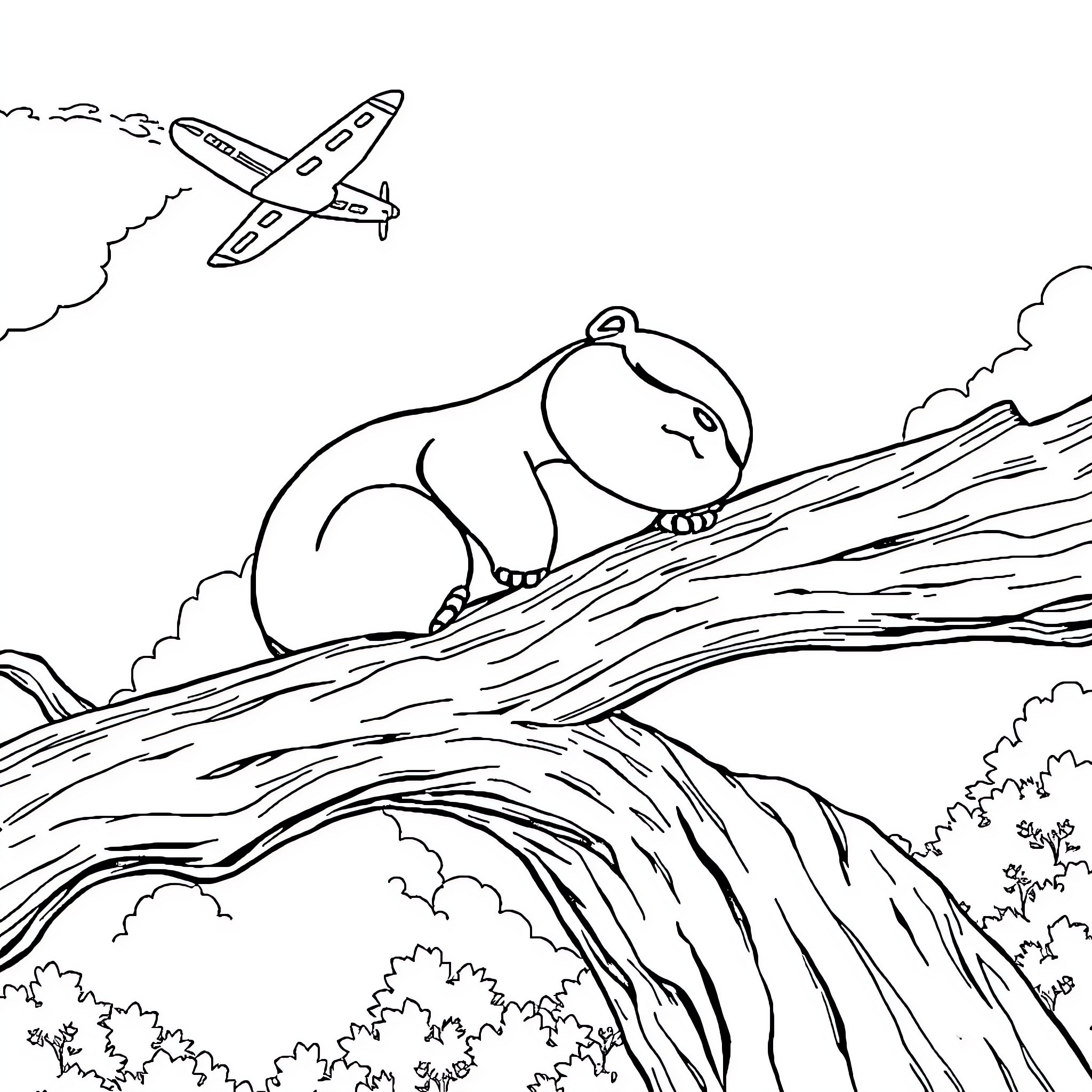 Snorlax sleeping on a rocky ledge Coloring Page (free black-and-white line drawing printable PDF for all, from beginners to advanced learners, including children, teens, adults, and seniors)
