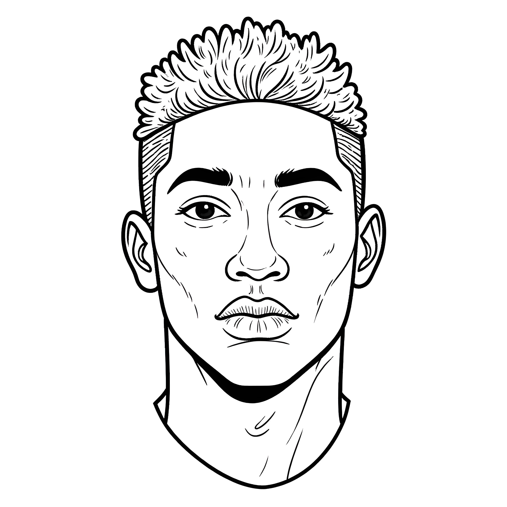 Xxxtentacion - Portrait of a young man Coloring Page (free black-and-white line drawing printable PDF for all, from beginners to advanced learners, including children, teens, adults, and seniors)