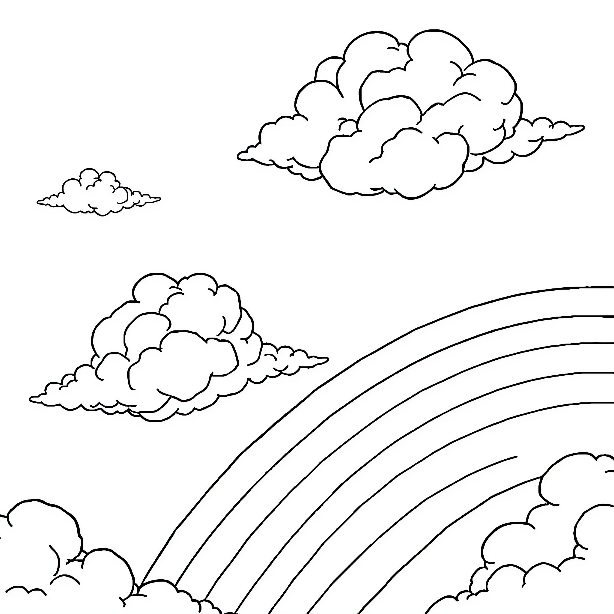 Cloud formations in the sky Coloring Page (free black-and-white line drawing printable PDF for all, from beginners to advanced learners, including children, teens, adults, and seniors)