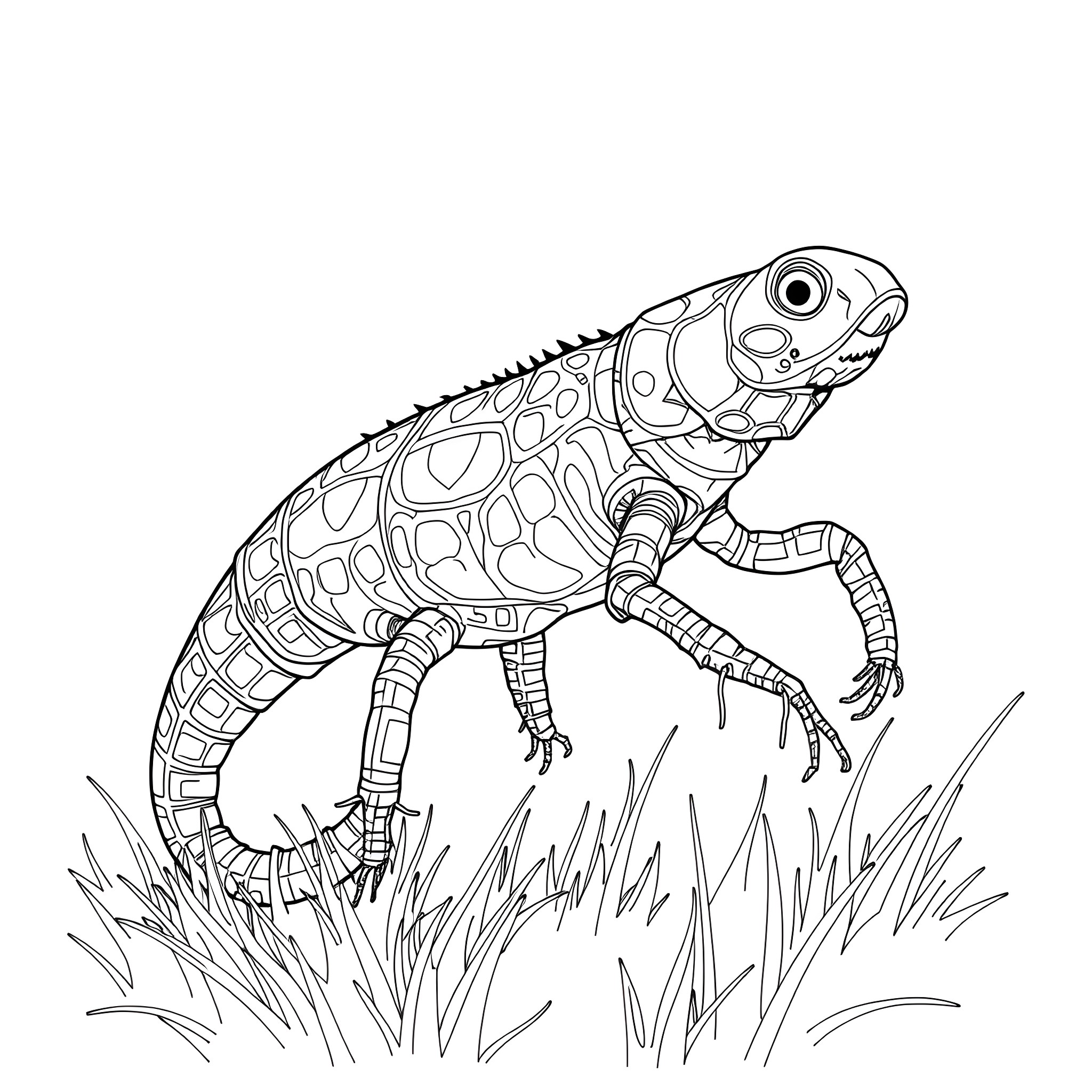 Bothriechis Schlegelii in the Grassland Coloring Page (free black-and-white line drawing printable PDF for all, from beginners to advanced learners, including children, teens, adults, and seniors)
