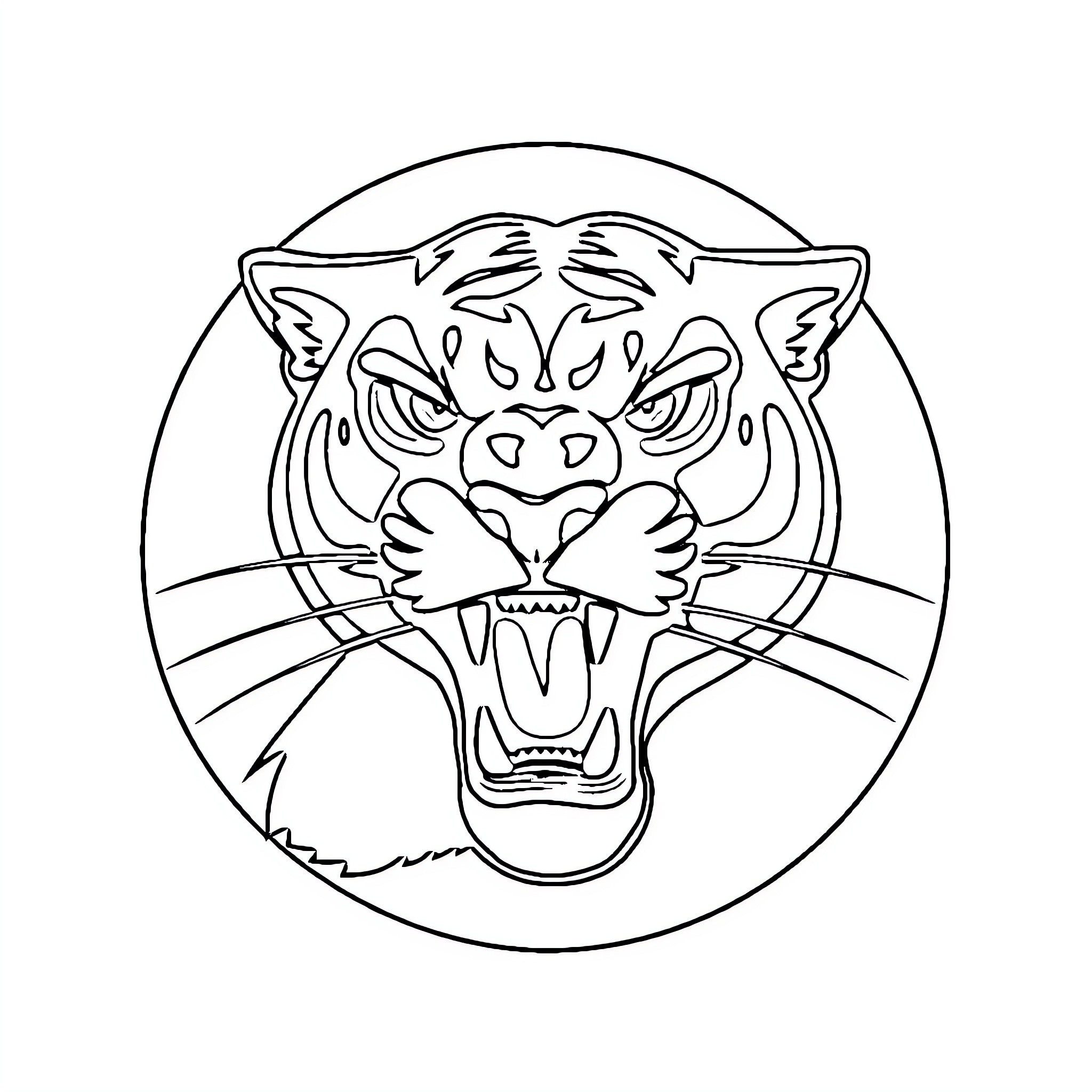 Florida Panther growling with fierce expression Coloring Page (free black-and-white line drawing printable PDF for all, from beginners to advanced learners, including children, teens, adults, and seniors)