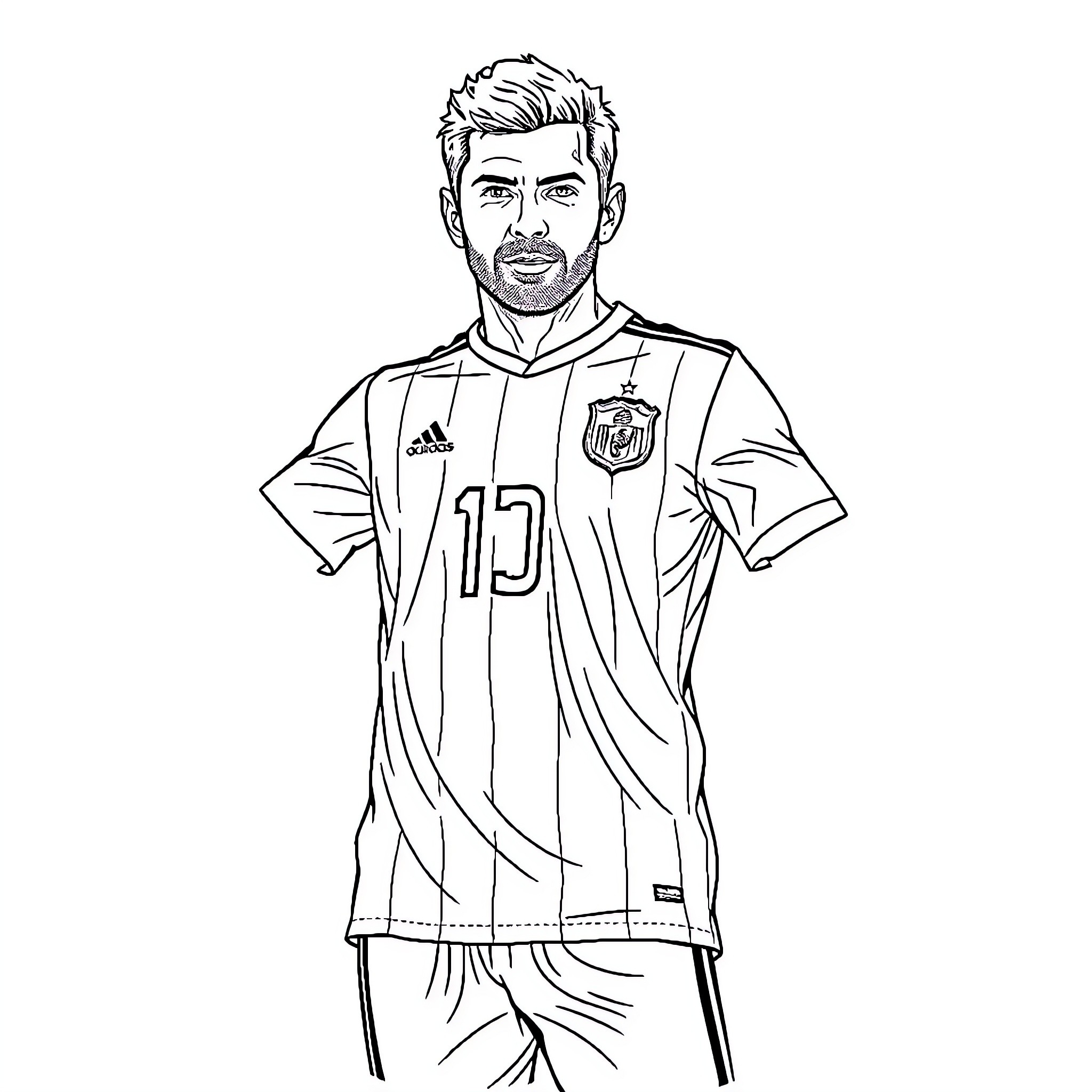 Switch sports figure in soccer uniform Coloring Page (free black-and-white line drawing printable PDF for all, from beginners to advanced learners, including children, teens, adults, and seniors)