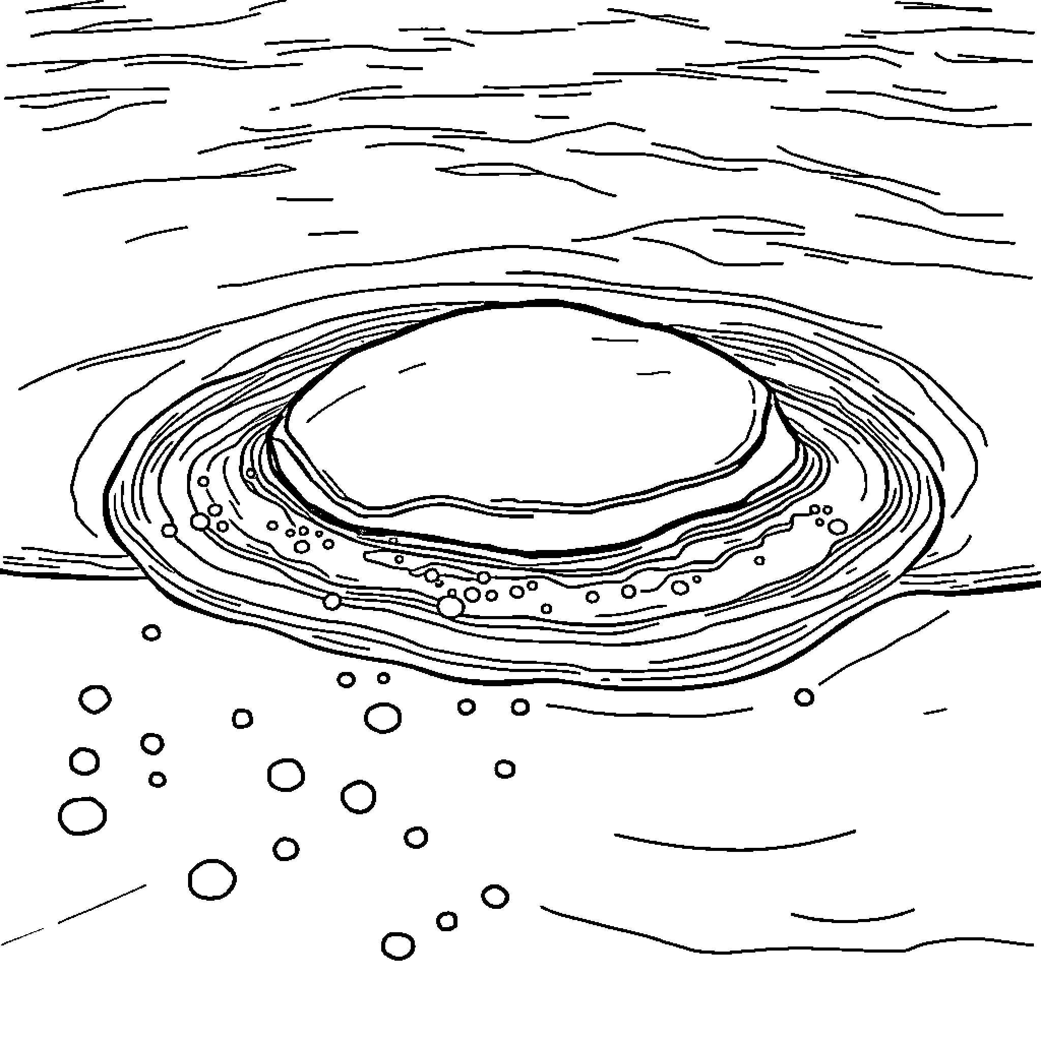 Sea swirling with waves and bubbles Coloring Page (free black-and-white line drawing printable PDF for all, from beginners to advanced learners, including children, teens, adults, and seniors)