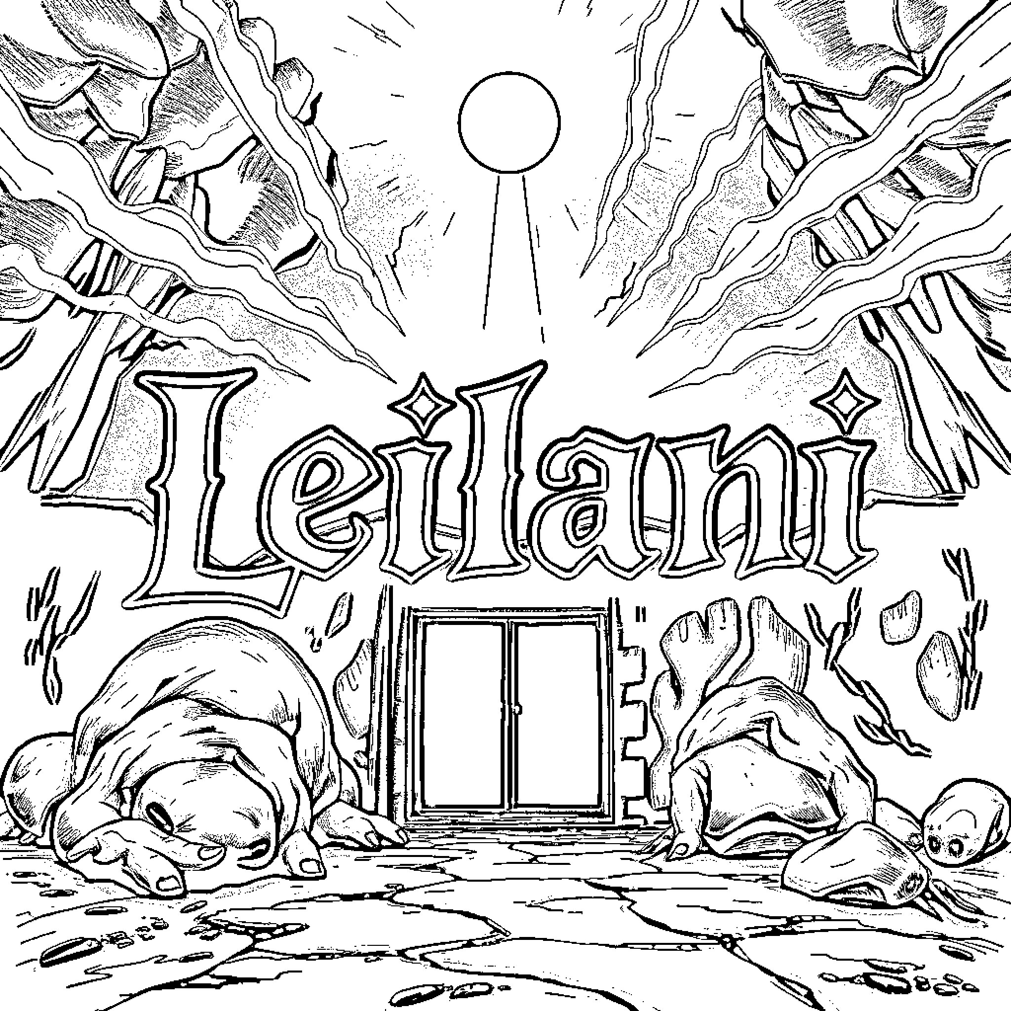 Leilani's Magical Adventure Coloring Page (free black-and-white line drawing printable PDF for all, from beginners to advanced learners, including children, teens, adults, and seniors)