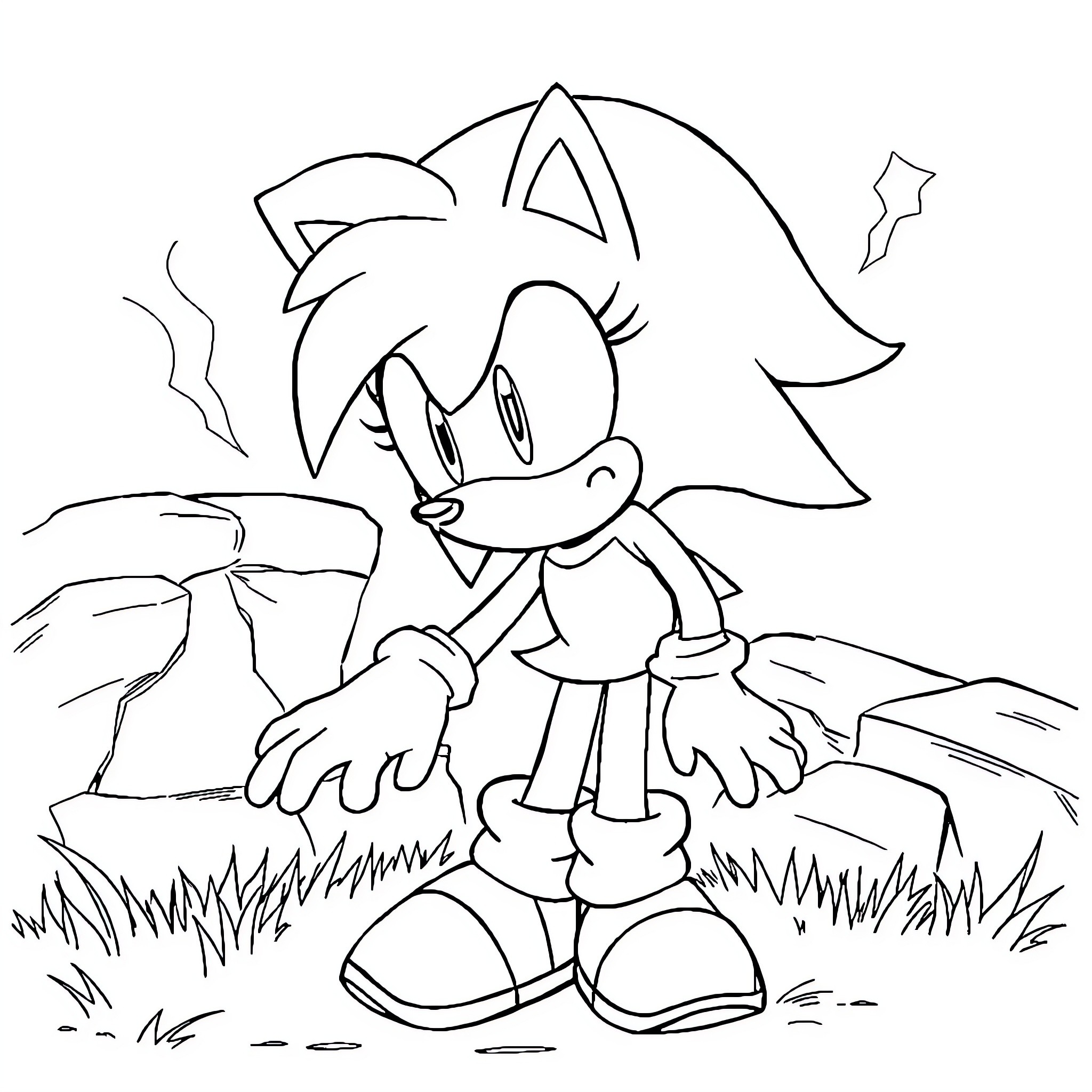 Amy exploring the outdoors joyfully Coloring Page (free black-and-white line drawing printable PDF for all, from beginners to advanced learners, including children, teens, adults, and seniors)