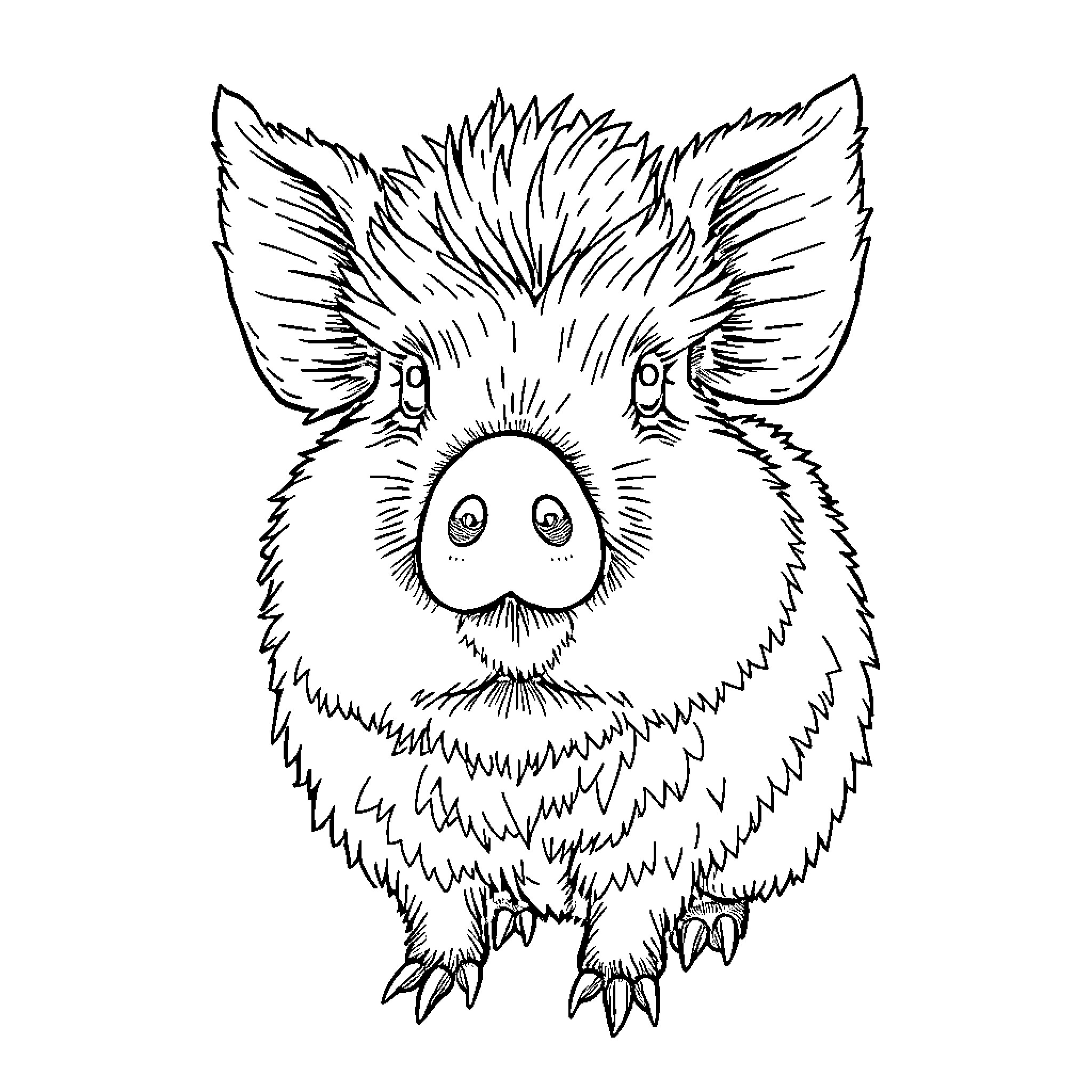 Turkey with whimsical expression on face Coloring Page (free black-and-white line drawing printable PDF for all, from beginners to advanced learners, including children, teens, adults, and seniors)