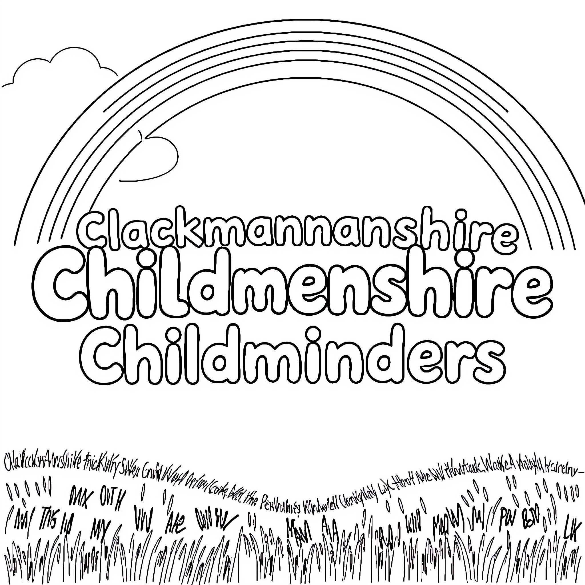 Clackmannanshire Childminders playing in a serene setting Coloring Page (free black-and-white line drawing printable PDF for all, from beginners to advanced learners, including children, teens, adults, and seniors)