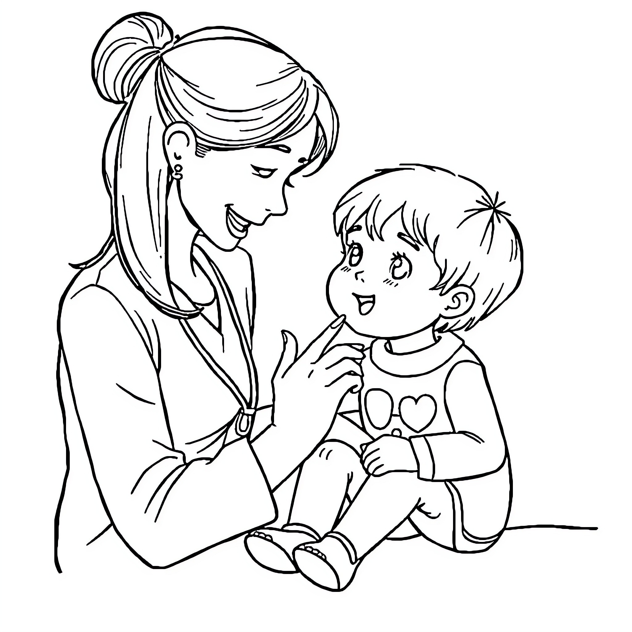 Speech Pathologist interacting with a young patient Coloring Page (free black-and-white line drawing printable PDF for all, from beginners to advanced learners, including children, teens, adults, and seniors)