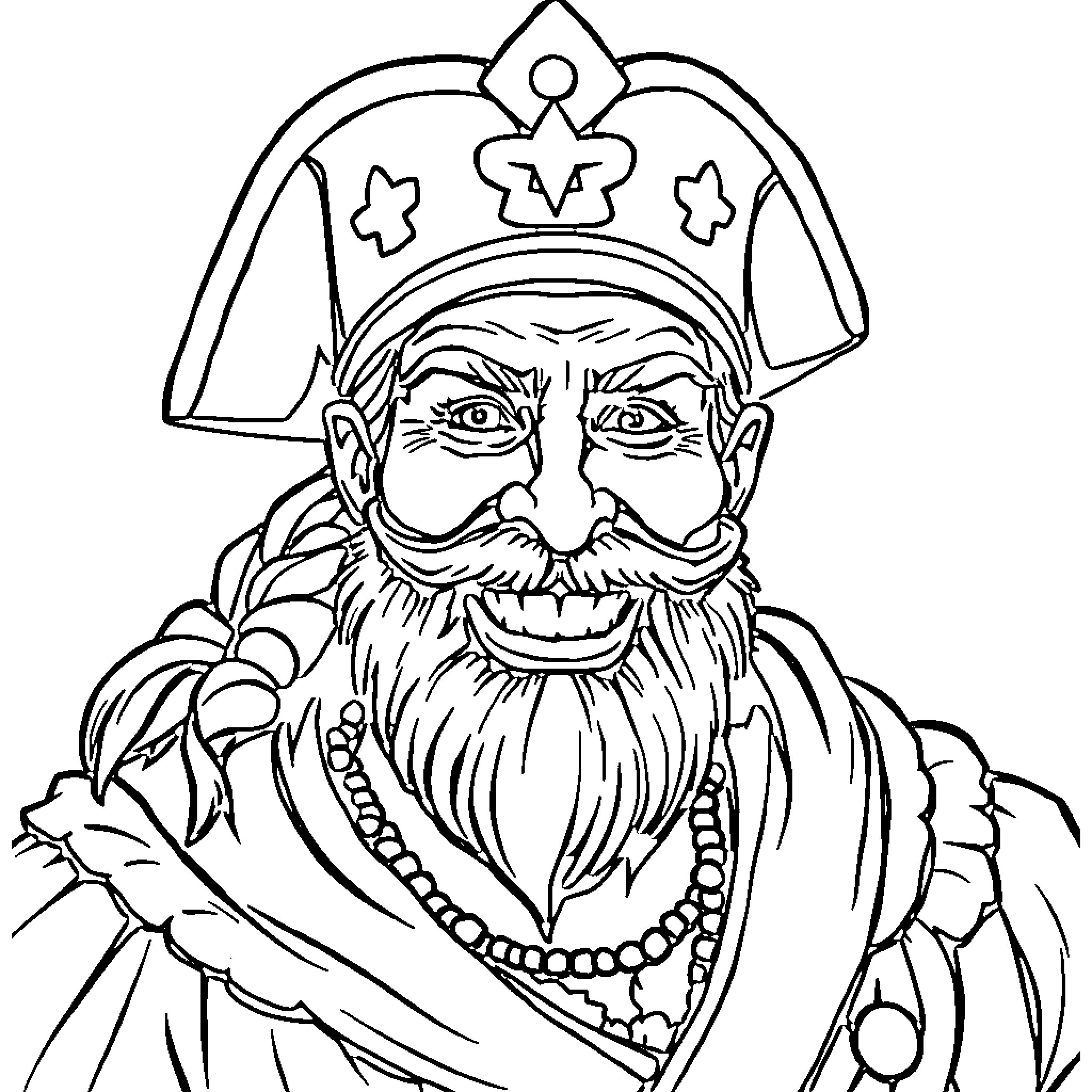 Gold Roger's Mysterious Pirate Persona Coloring Page (free black-and-white line drawing printable PDF for all, from beginners to advanced learners, including children, teens, adults, and seniors)
