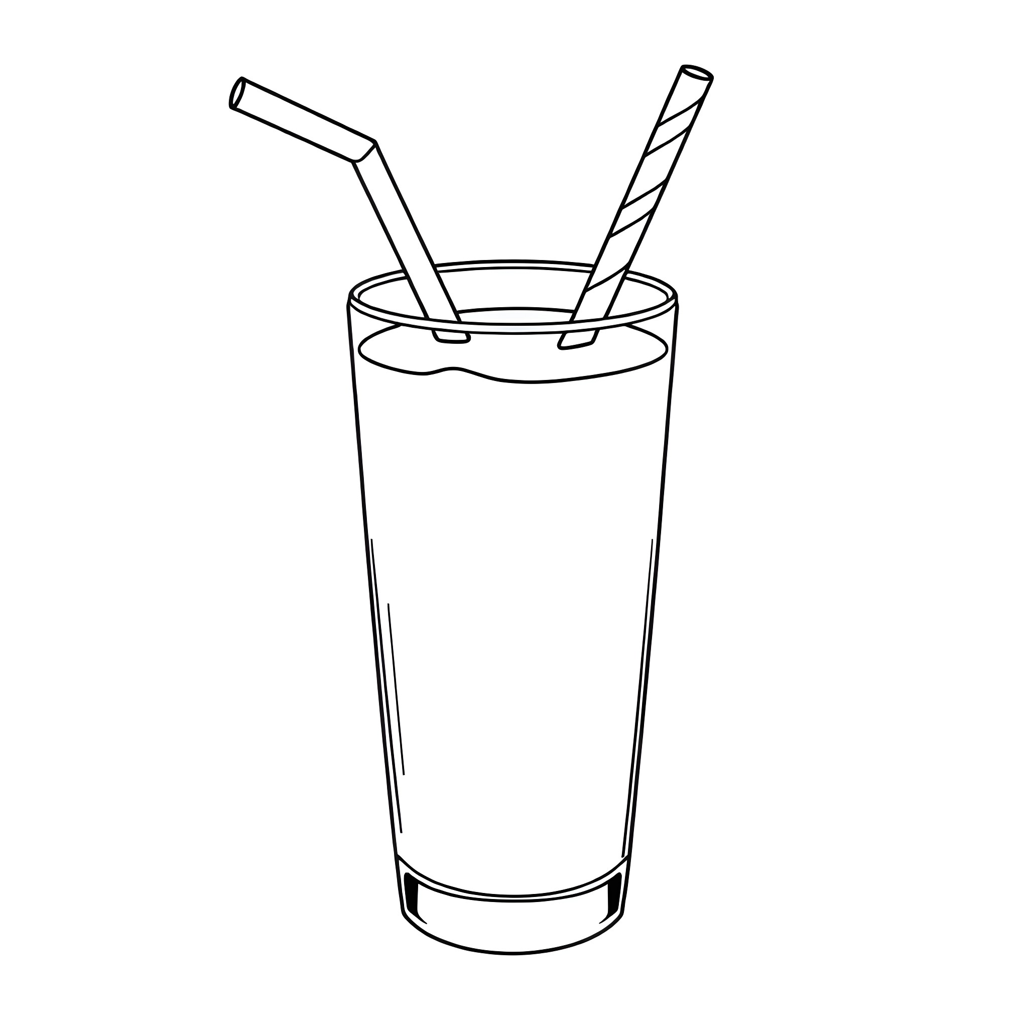 Chocolate Milk with Swirly Straws Coloring Page (free black-and-white line drawing printable PDF for all, from beginners to advanced learners, including children, teens, adults, and seniors)