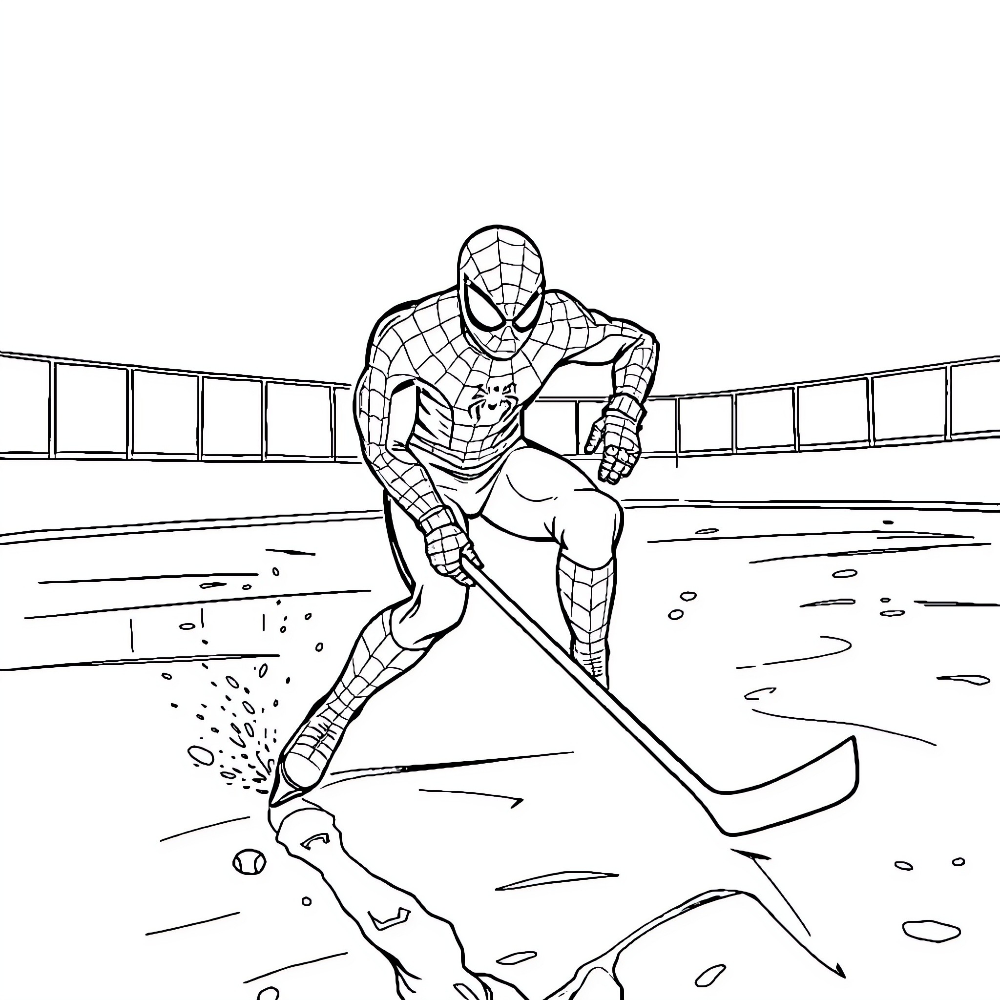 Spiderman swinging through the city on web Coloring Page (free black-and-white line drawing printable PDF for all, from beginners to advanced learners, including children, teens, adults, and seniors)