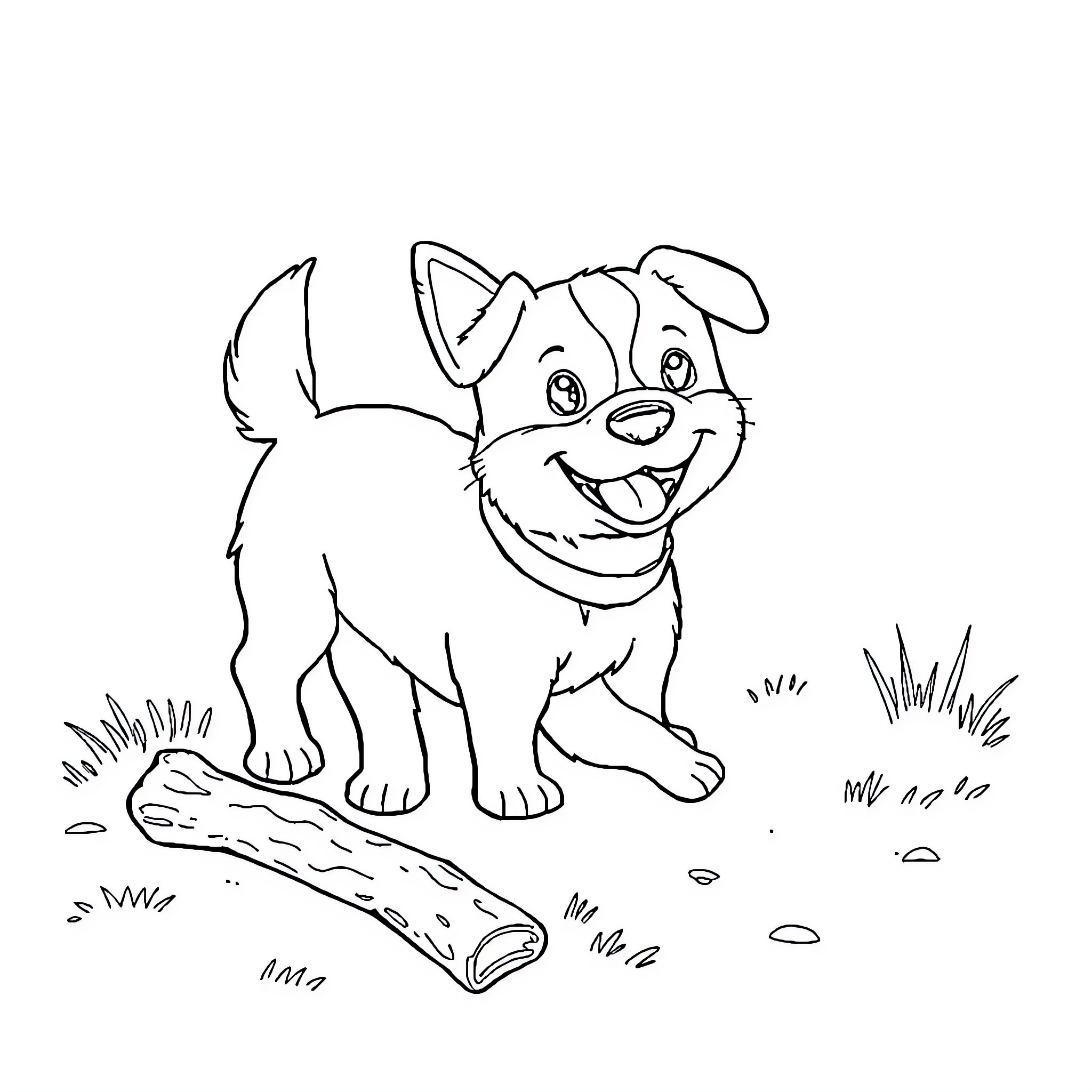 Stick and Ilo's Outdoor Adventure Coloring Page (free black-and-white line drawing printable PDF for all, from beginners to advanced learners, including children, teens, adults, and seniors)