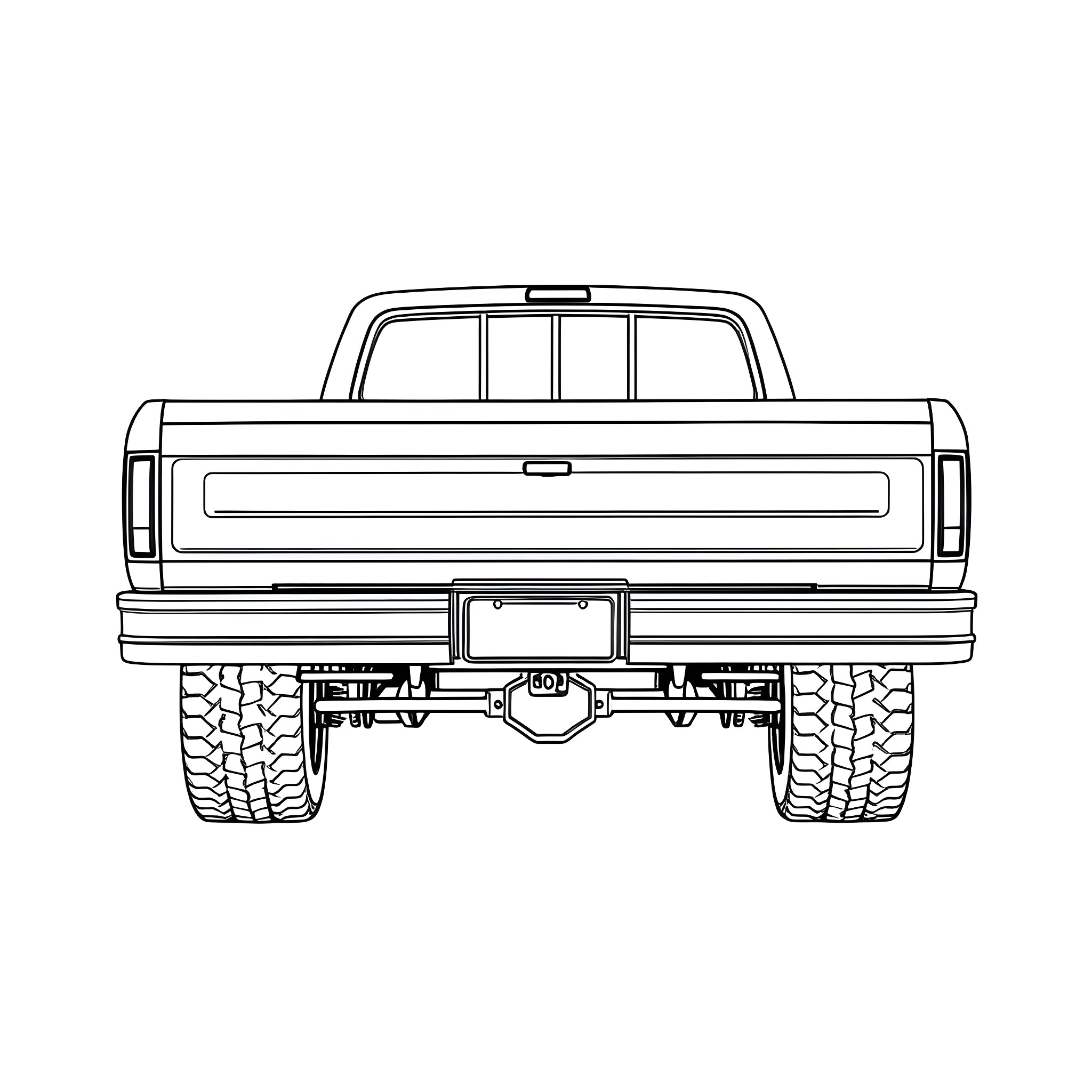 Ford pickup truck with rugged off-road features Coloring Page (free black-and-white line drawing printable PDF for all, from beginners to advanced learners, including children, teens, adults, and seniors)