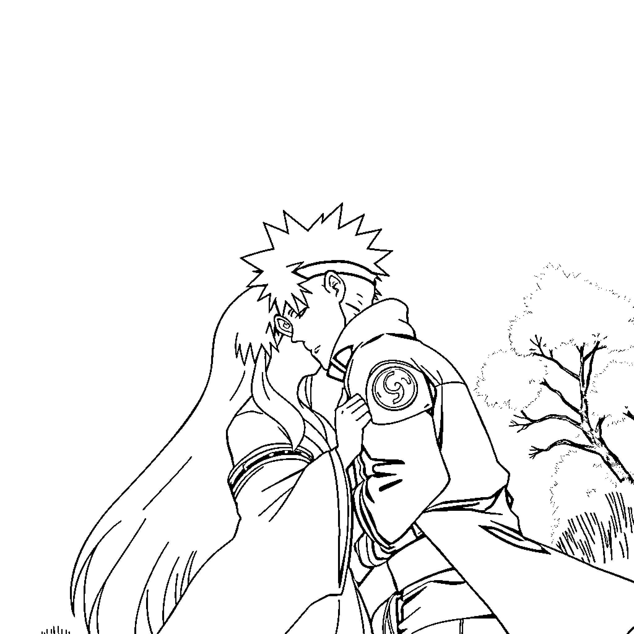 Inuyasha in an intense action pose Coloring Page (free black-and-white line drawing printable PDF for all, from beginners to advanced learners, including children, teens, adults, and seniors)