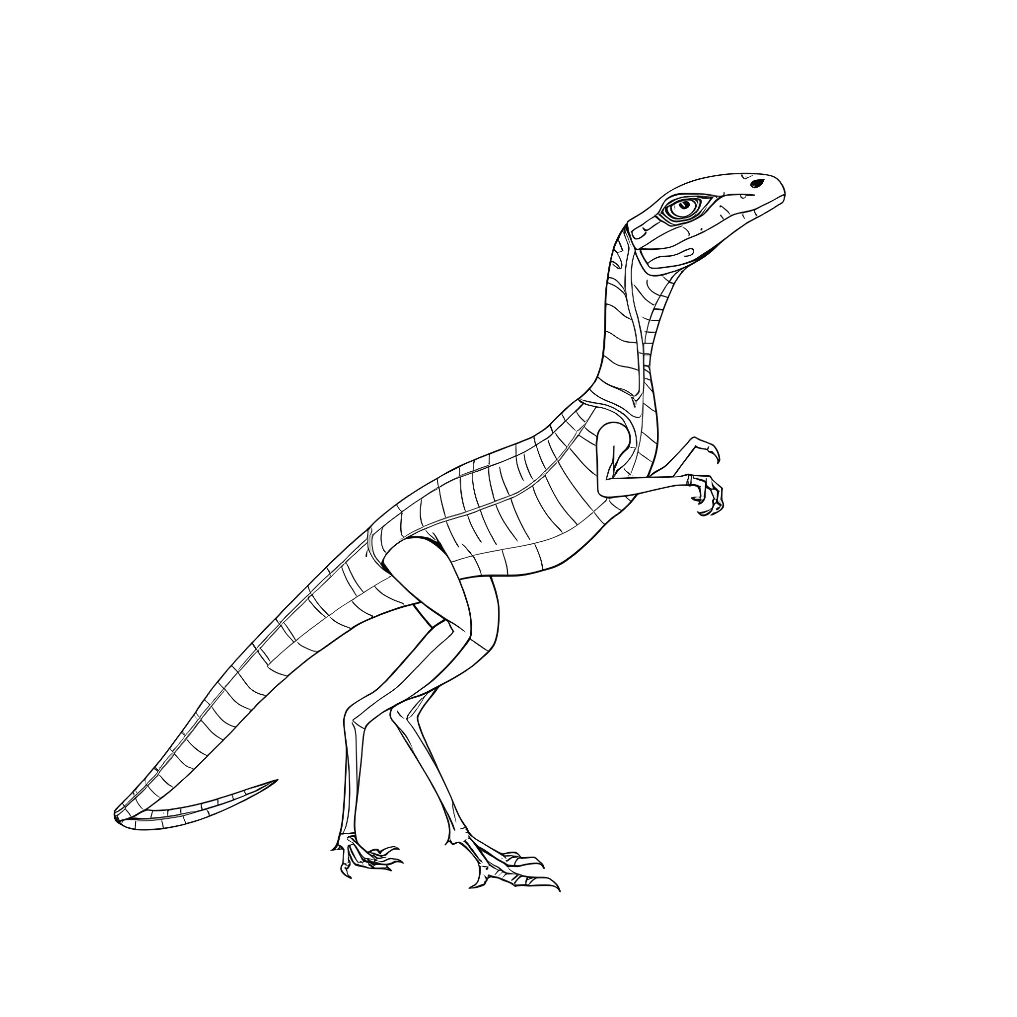 Dendroaspis Angusticeps - Dinosaur-like Reptile Coloring Page (free black-and-white line drawing printable PDF for all, from beginners to advanced learners, including children, teens, adults, and seniors)