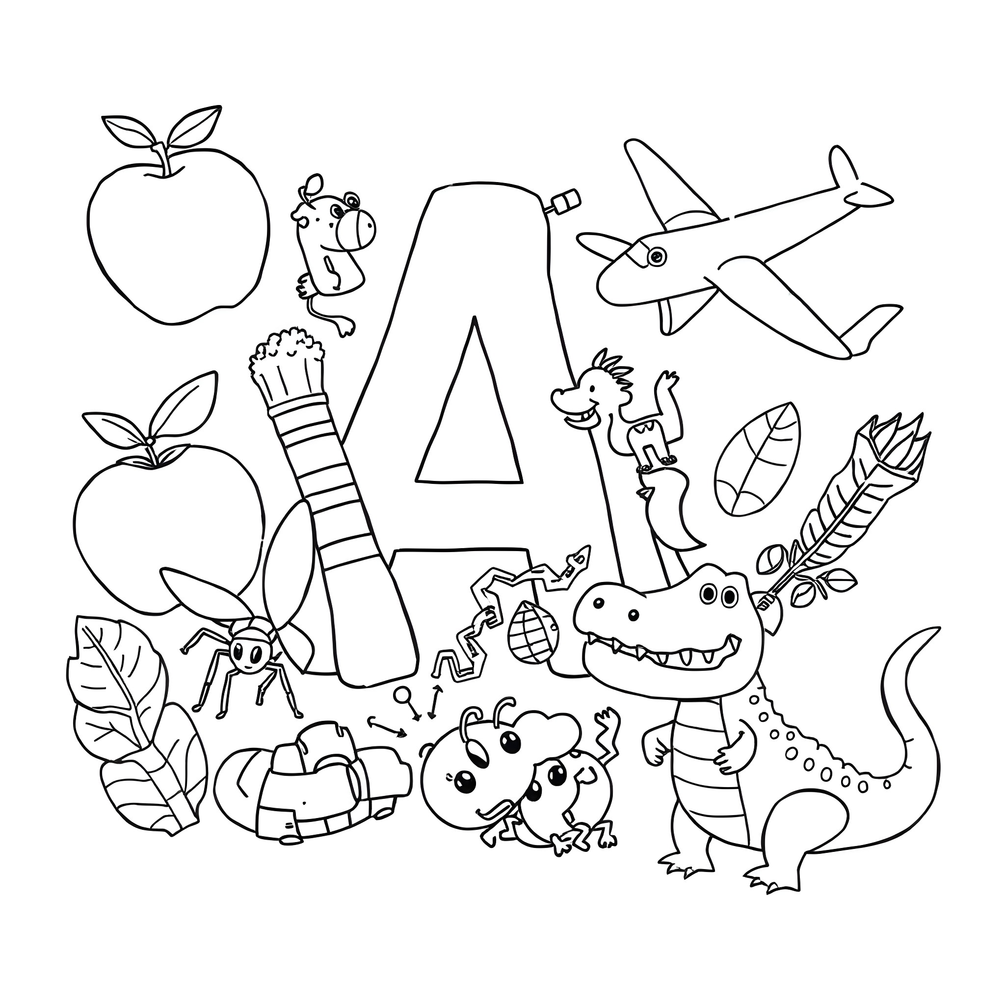 Animal Themed Drawings and Illustrations Coloring Page (free black-and-white line drawing printable PDF for all, from beginners to advanced learners, including children, teens, adults, and seniors)