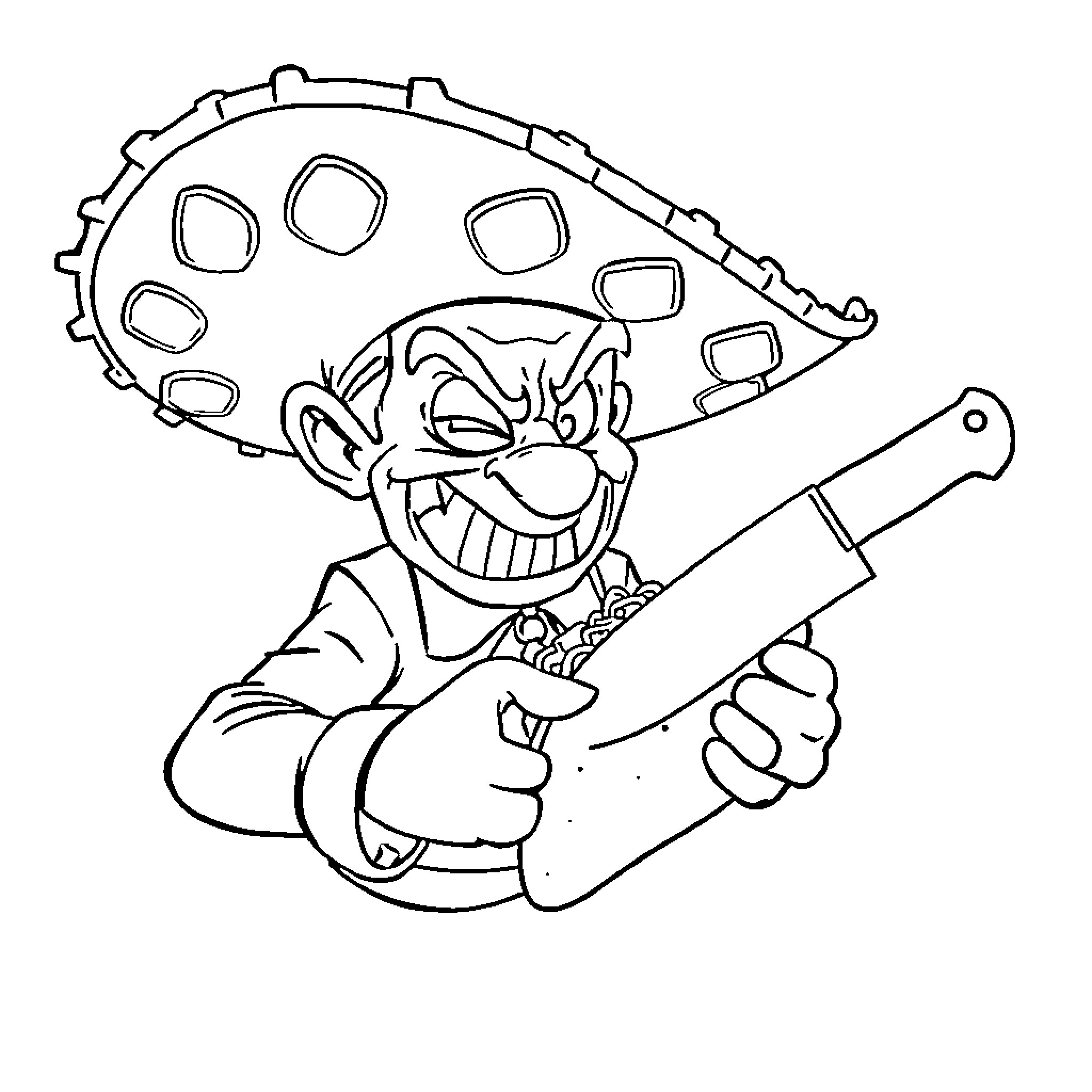 Mexican man wielding knife in threatening manner Coloring Page (free black-and-white line drawing printable PDF for all, from beginners to advanced learners, including children, teens, adults, and seniors)