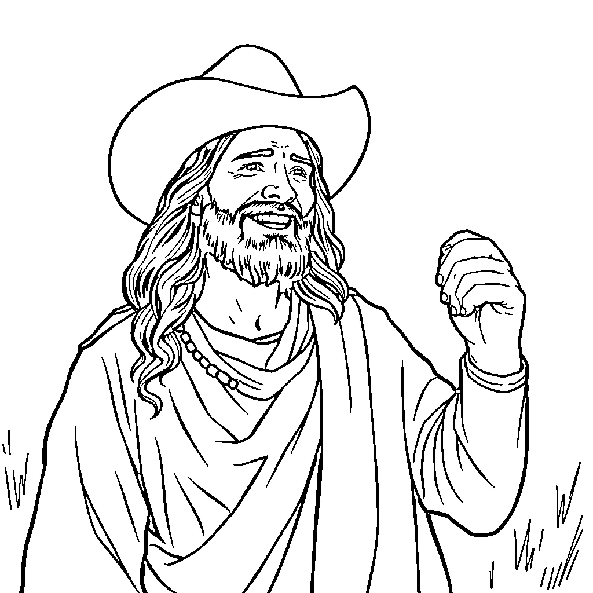 Jesus preaching with compassion and conviction Coloring Page (free black-and-white line drawing printable PDF for all, from beginners to advanced learners, including children, teens, adults, and seniors)