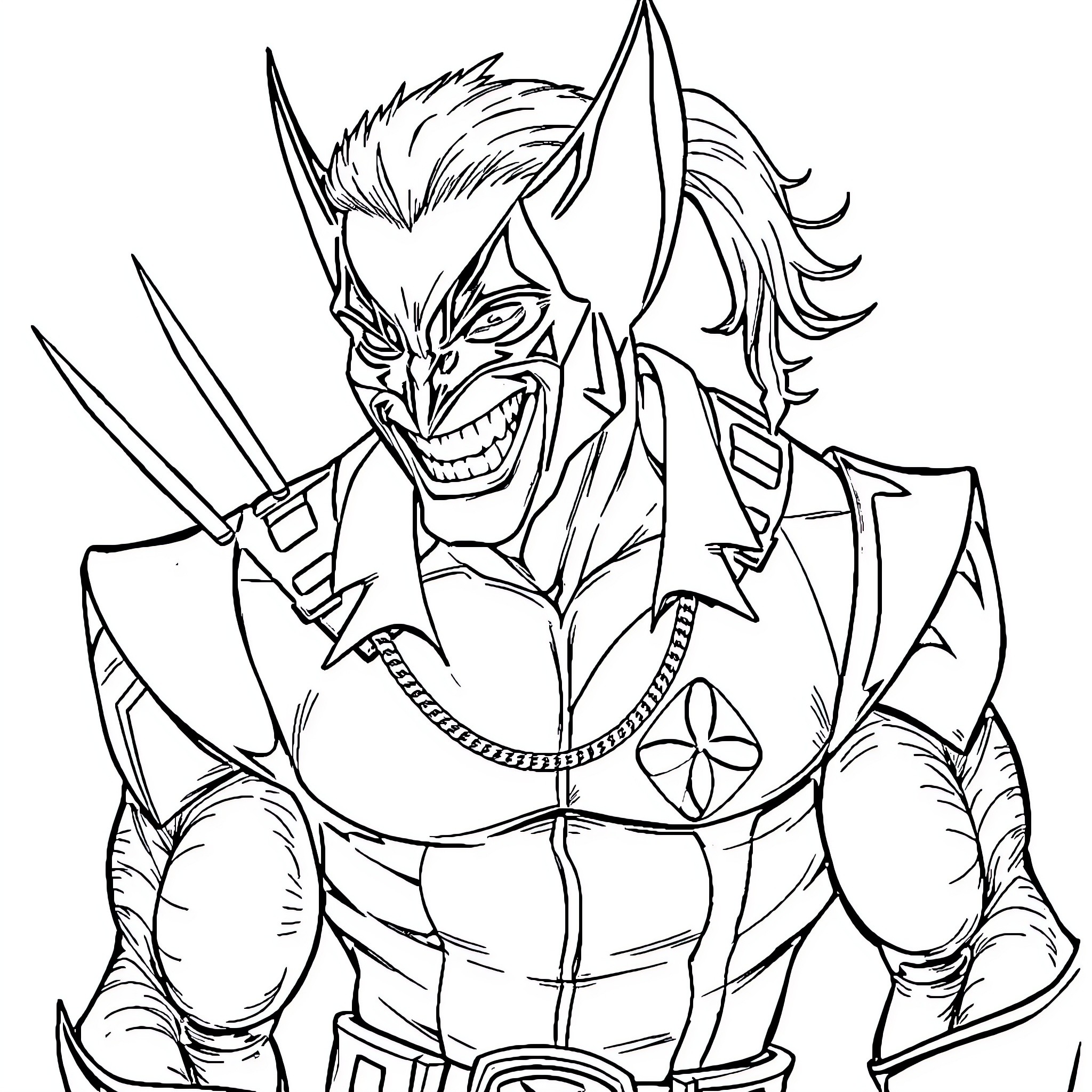 Wolverine in fierce battle stance Coloring Page (free black-and-white line drawing printable PDF for all, from beginners to advanced learners, including children, teens, adults, and seniors)