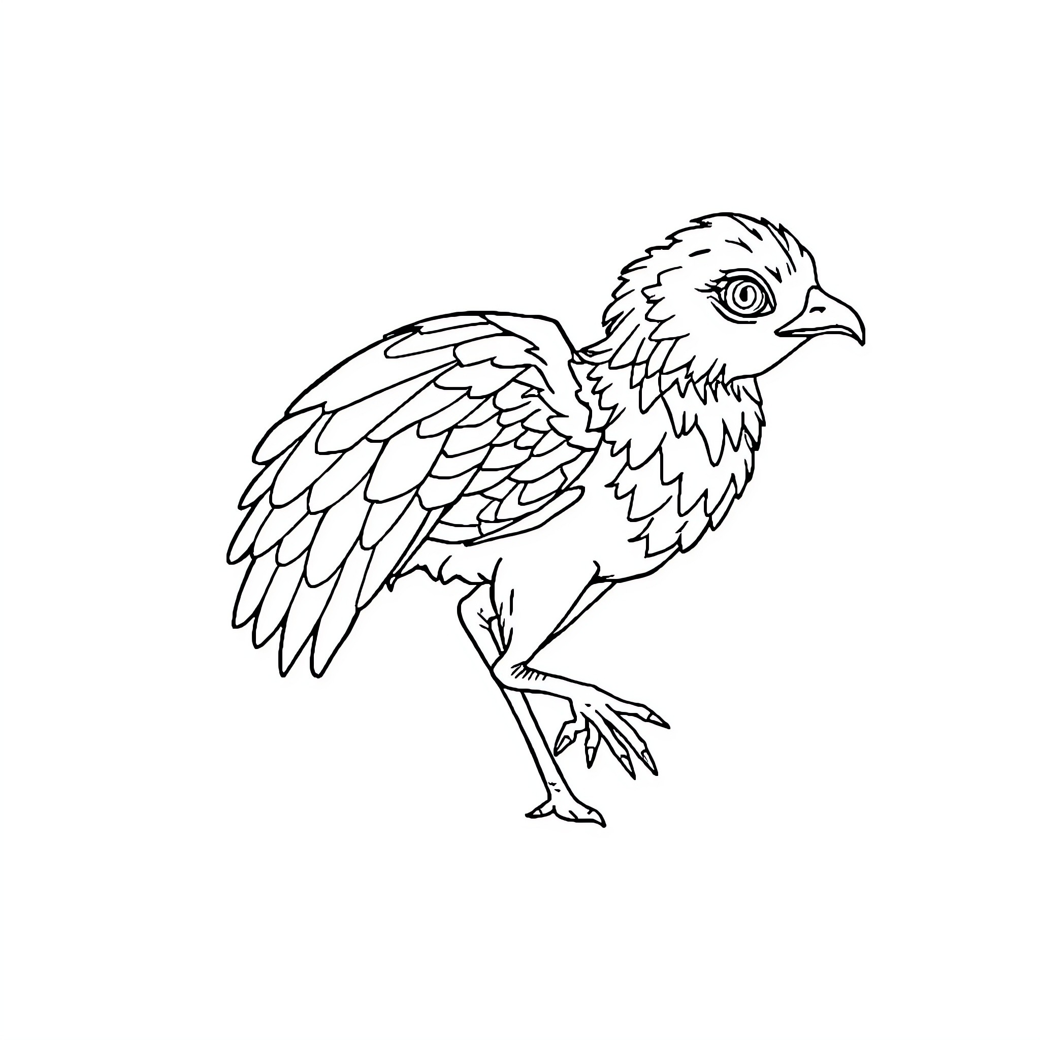 Animal Cell depicting a bird in a sketch Coloring Page (free black-and-white line drawing printable PDF for all, from beginners to advanced learners, including children, teens, adults, and seniors)