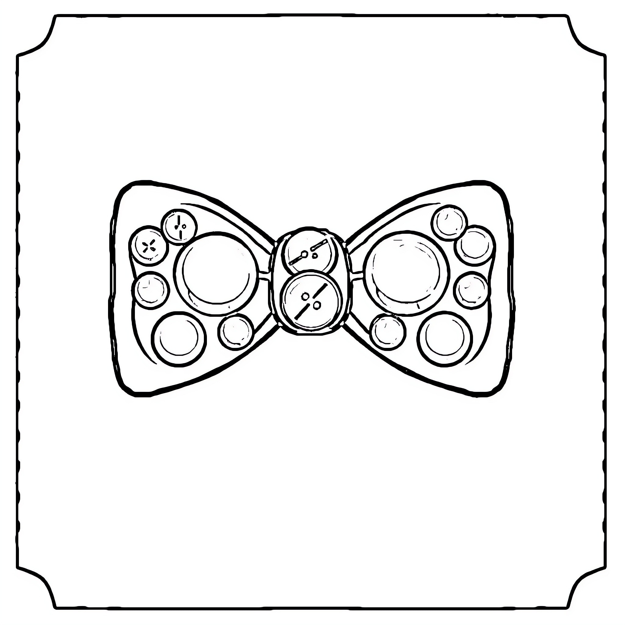 Bowtie Shaped Game Controller Coloring Page (free black-and-white line drawing printable PDF for all, from beginners to advanced learners, including children, teens, adults, and seniors)