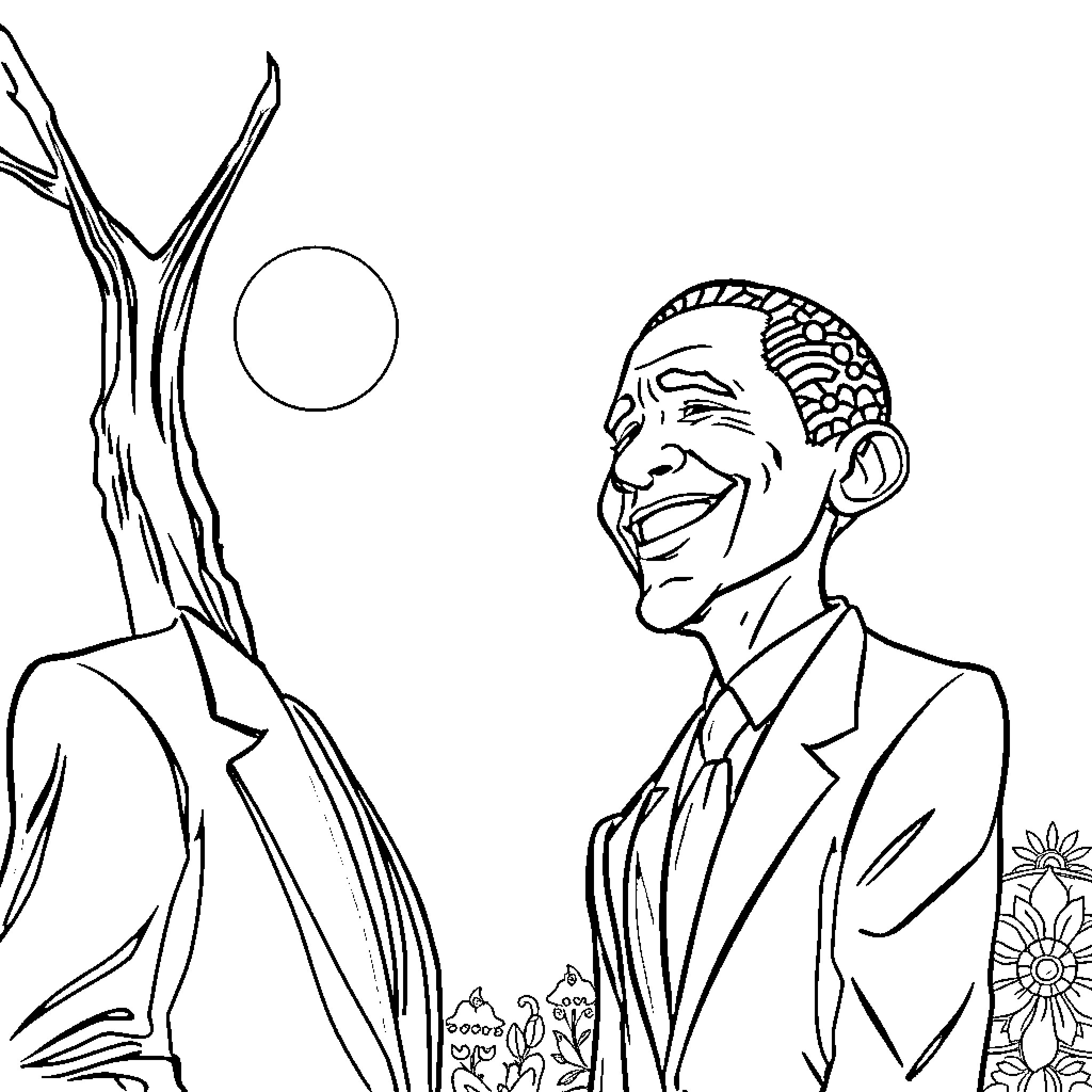 Undertaker facing the darkness with an eerie smile Coloring Page (free black-and-white line drawing printable PDF for all, from beginners to advanced learners, including children, teens, adults, and seniors)