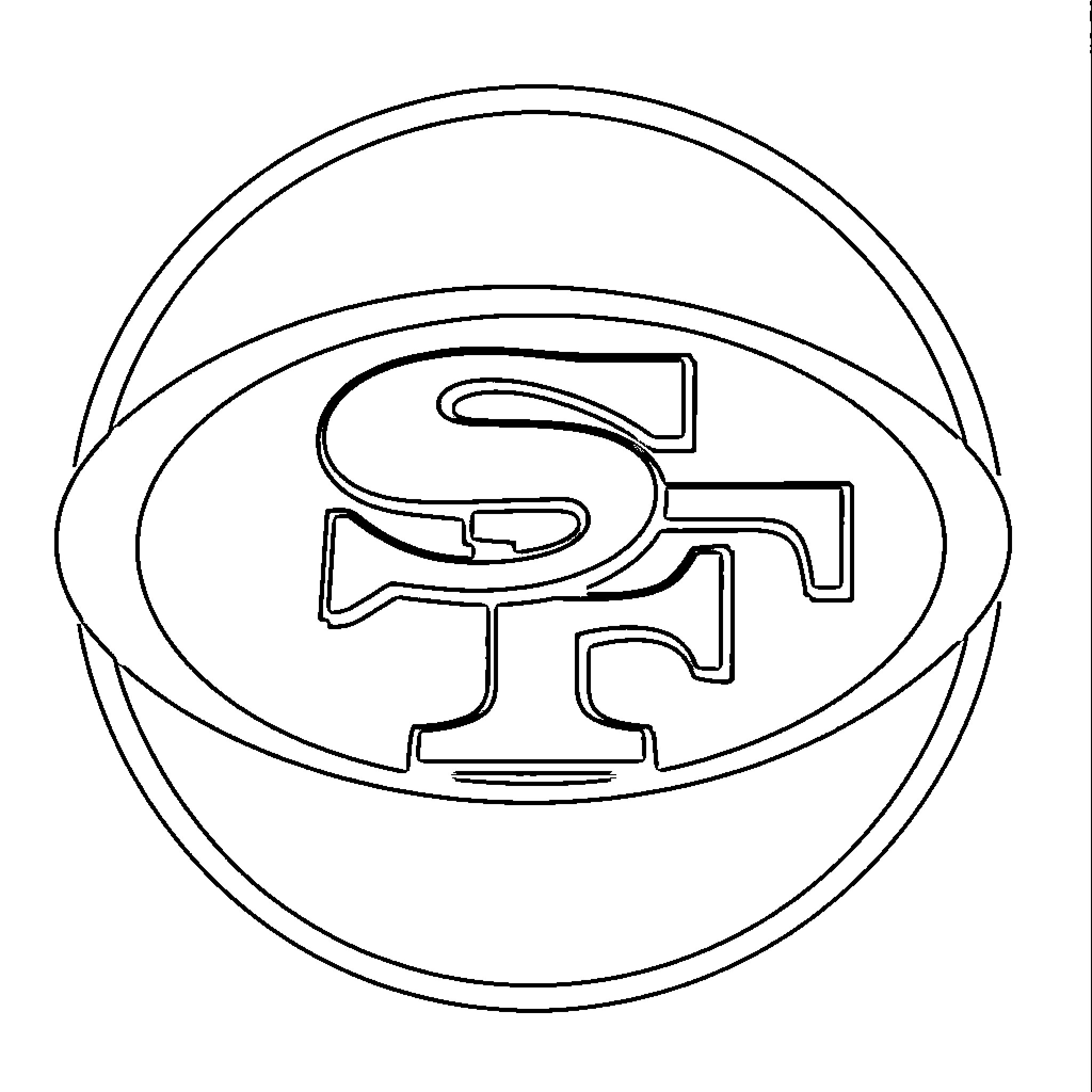 49er team logo in a simple black and white design Coloring Page (free black-and-white line drawing printable PDF for all, from beginners to advanced learners, including children, teens, adults, and seniors)