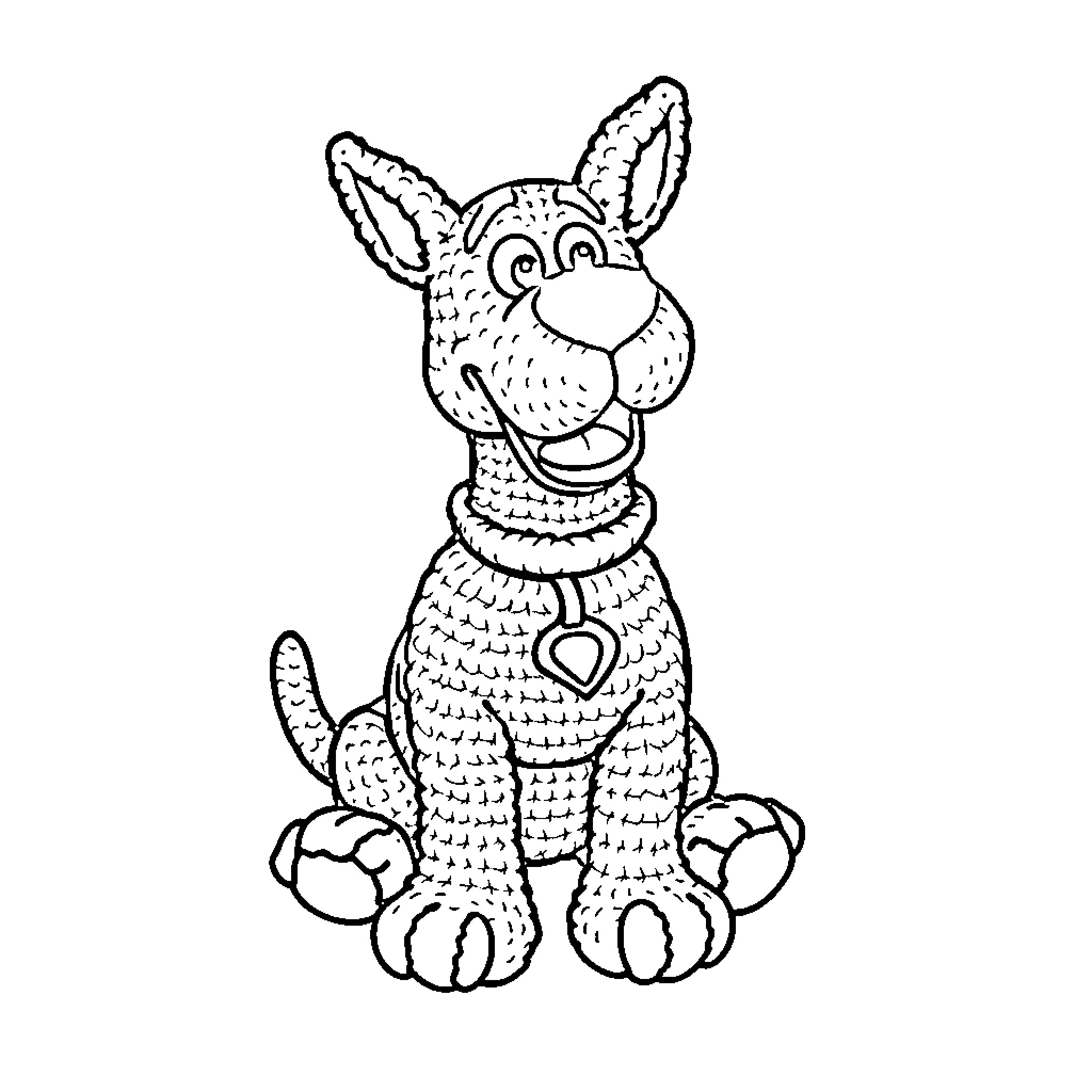 Scooby Doo sitting happily in black and white Coloring Page (free black-and-white line drawing printable PDF for all, from beginners to advanced learners, including children, teens, adults, and seniors)