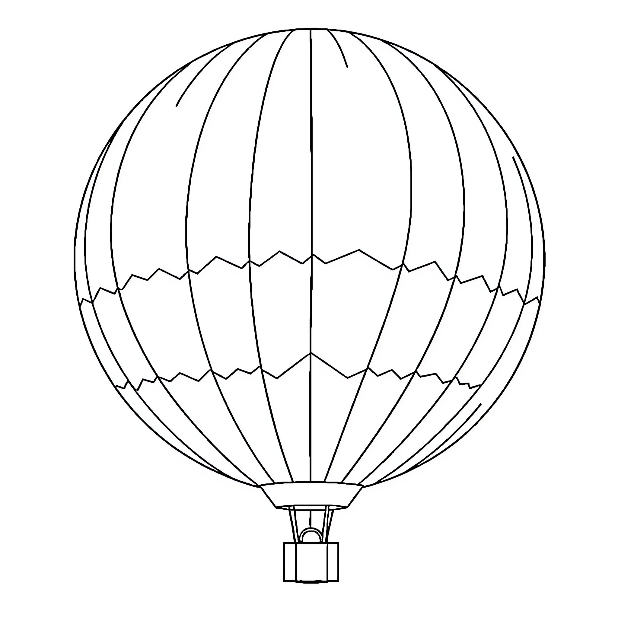 Globo hot air balloon in flight Coloring Page (free black-and-white line drawing printable PDF for all, from beginners to advanced learners, including children, teens, adults, and seniors)