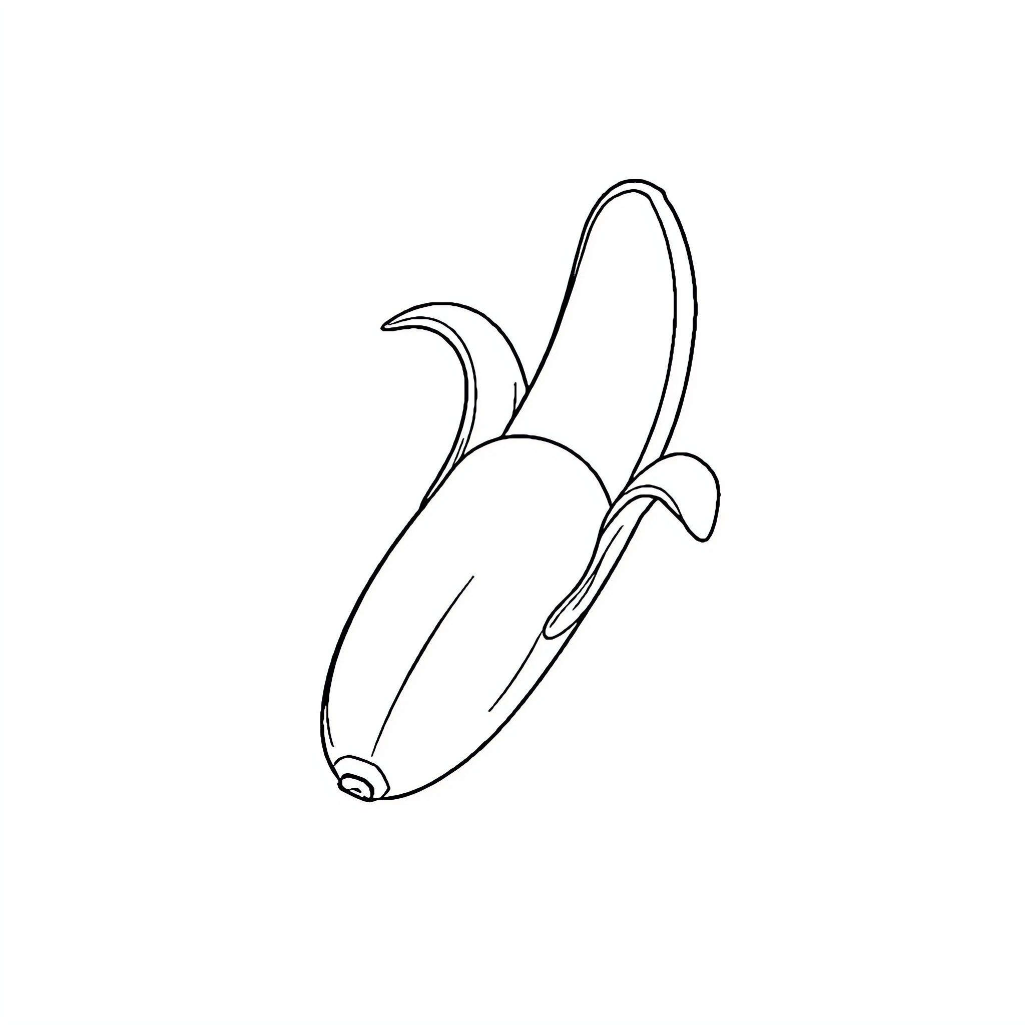 Banana in abstract line art style Coloring Page (free black-and-white line drawing printable PDF for all, from beginners to advanced learners, including children, teens, adults, and seniors)