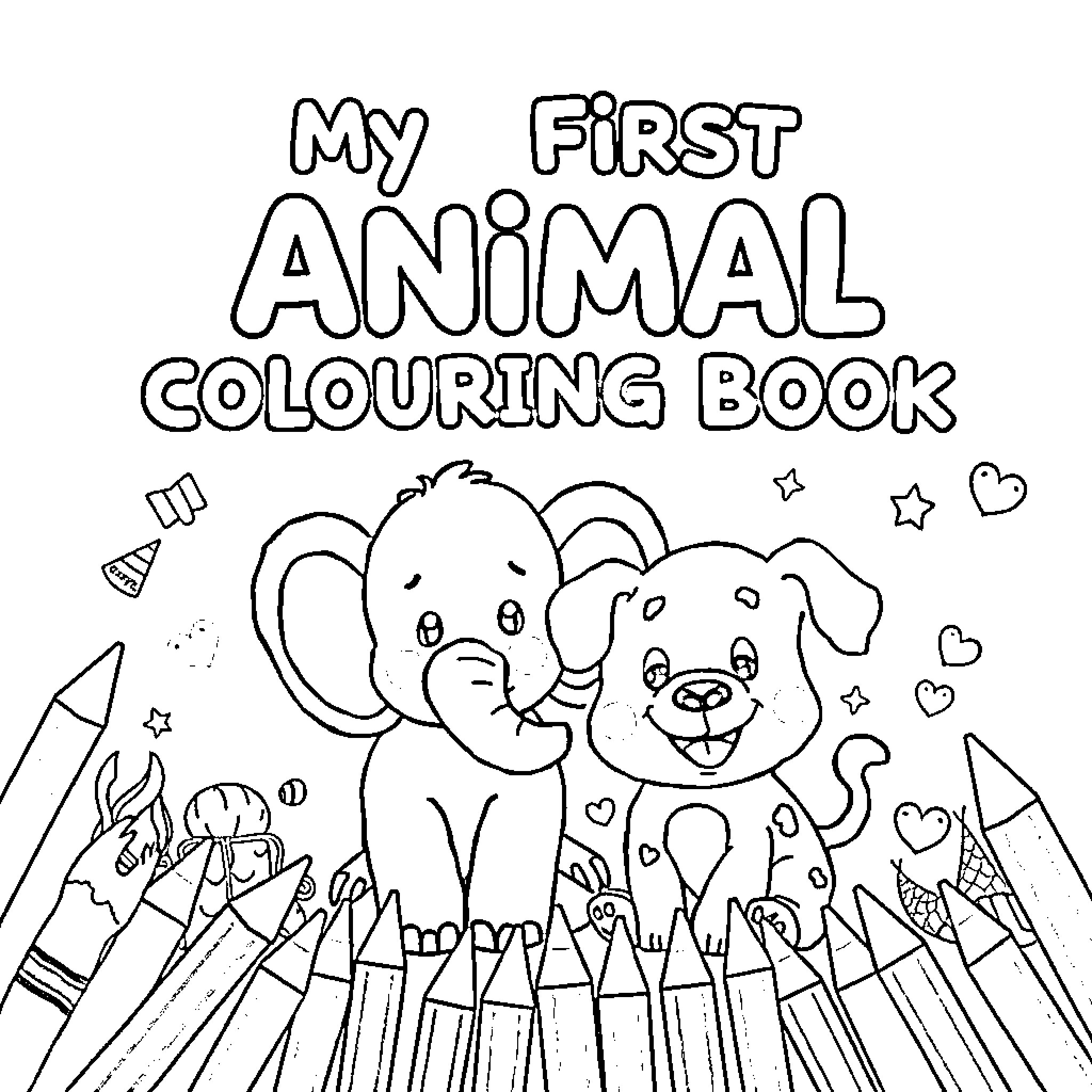 Animals featured in a coloring book Coloring Page (free black-and-white line drawing printable PDF for all, from beginners to advanced learners, including children, teens, adults, and seniors)