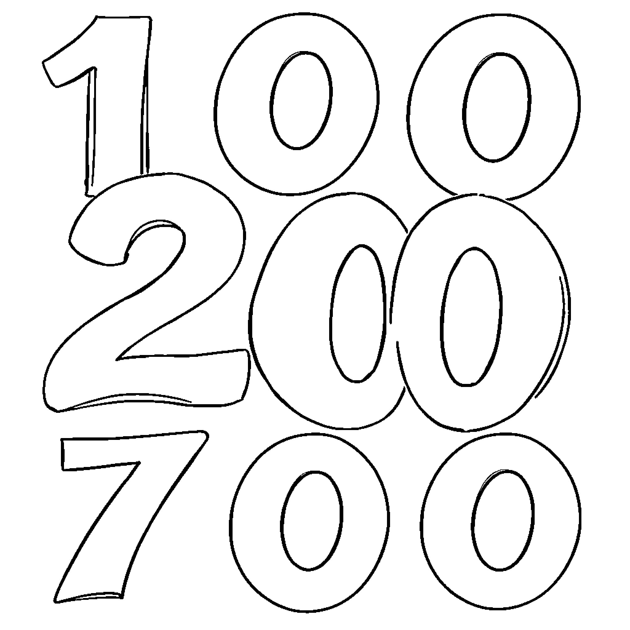Number Repeating Digits in Simple Form Coloring Page (free black-and-white line drawing printable PDF for all, from beginners to advanced learners, including children, teens, adults, and seniors)