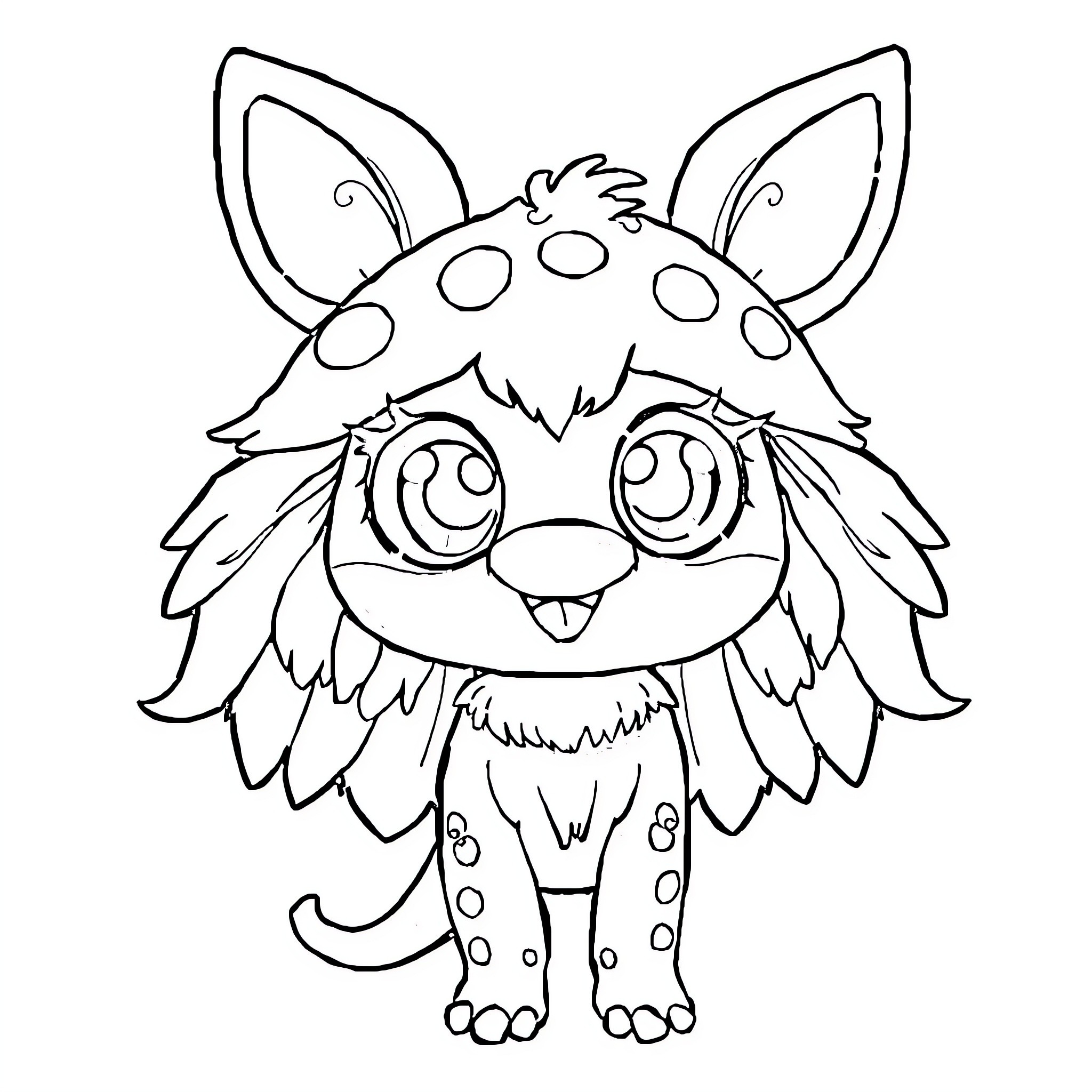 Labubu the Playful Creature Coloring Page (free black-and-white line drawing printable PDF for all, from beginners to advanced learners, including children, teens, adults, and seniors)