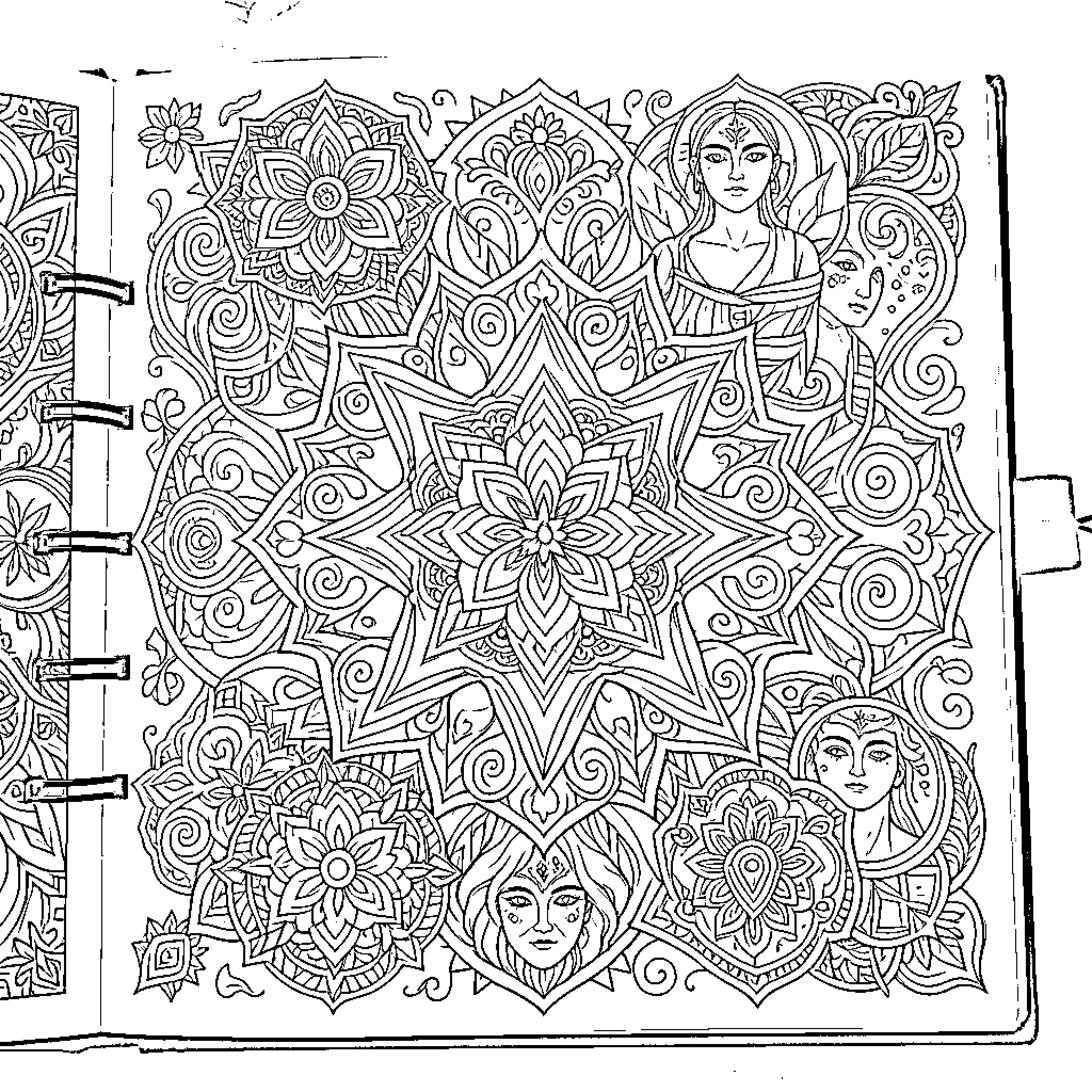 Mandalas with intricate patterns and decorative elements Coloring Page (free black-and-white line drawing printable PDF for all, from beginners to advanced learners, including children, teens, adults, and seniors)