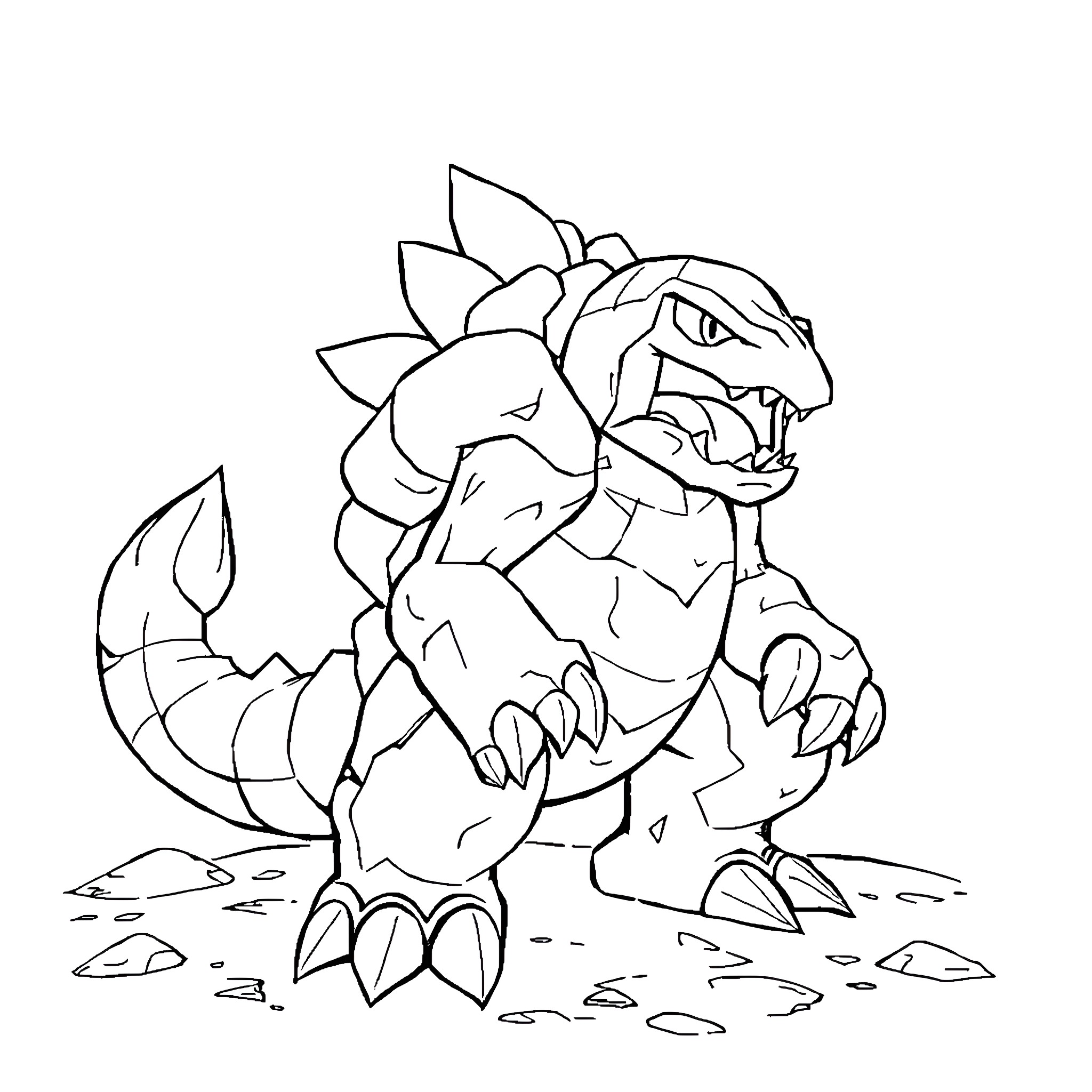 Geowatz prehistoric monster roaring in the wild Coloring Page (free black-and-white line drawing printable PDF for all, from beginners to advanced learners, including children, teens, adults, and seniors)