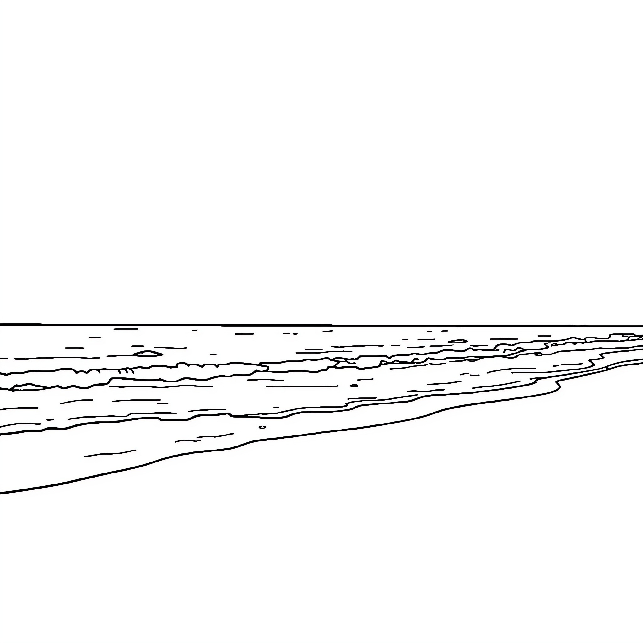 Beach with scenic ocean waves Coloring Page (free black-and-white line drawing printable PDF for all, from beginners to advanced learners, including children, teens, adults, and seniors)