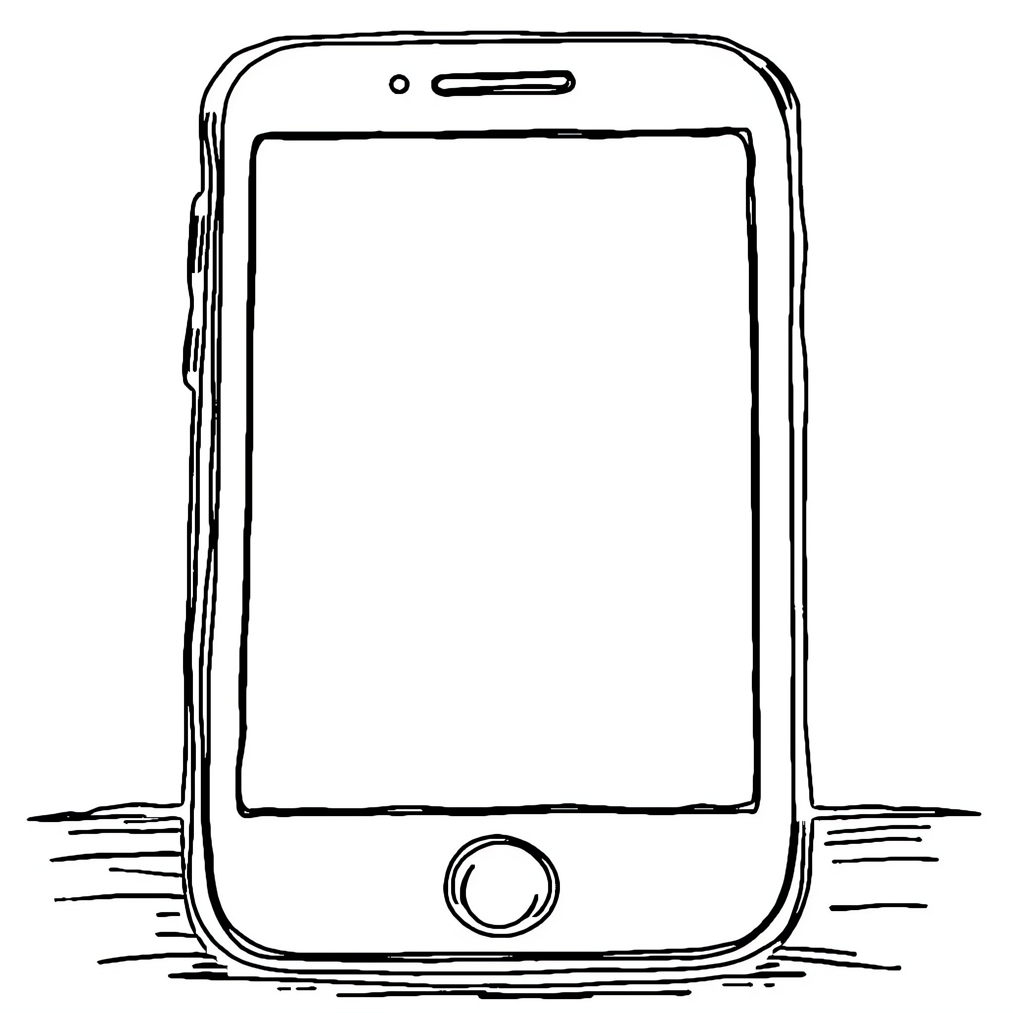 iPhone outline with simple design Coloring Page (free black-and-white line drawing printable PDF for all, from beginners to advanced learners, including children, teens, adults, and seniors)