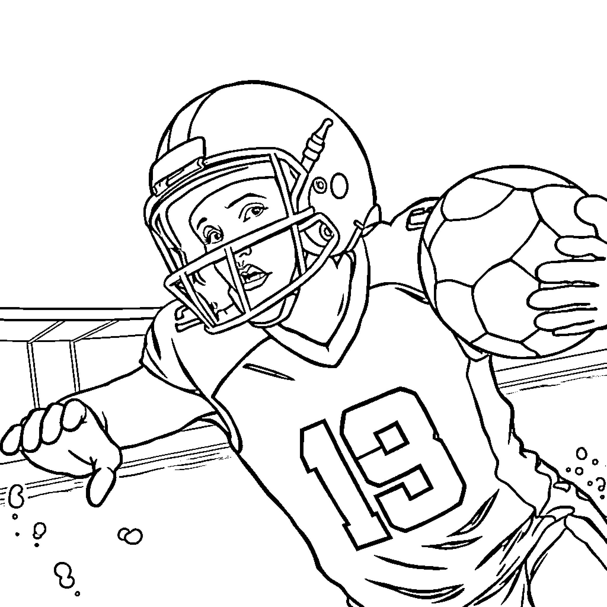 Portero Football Player in Uniform Tackling Ball Coloring Page (free black-and-white line drawing printable PDF for all, from beginners to advanced learners, including children, teens, adults, and seniors)