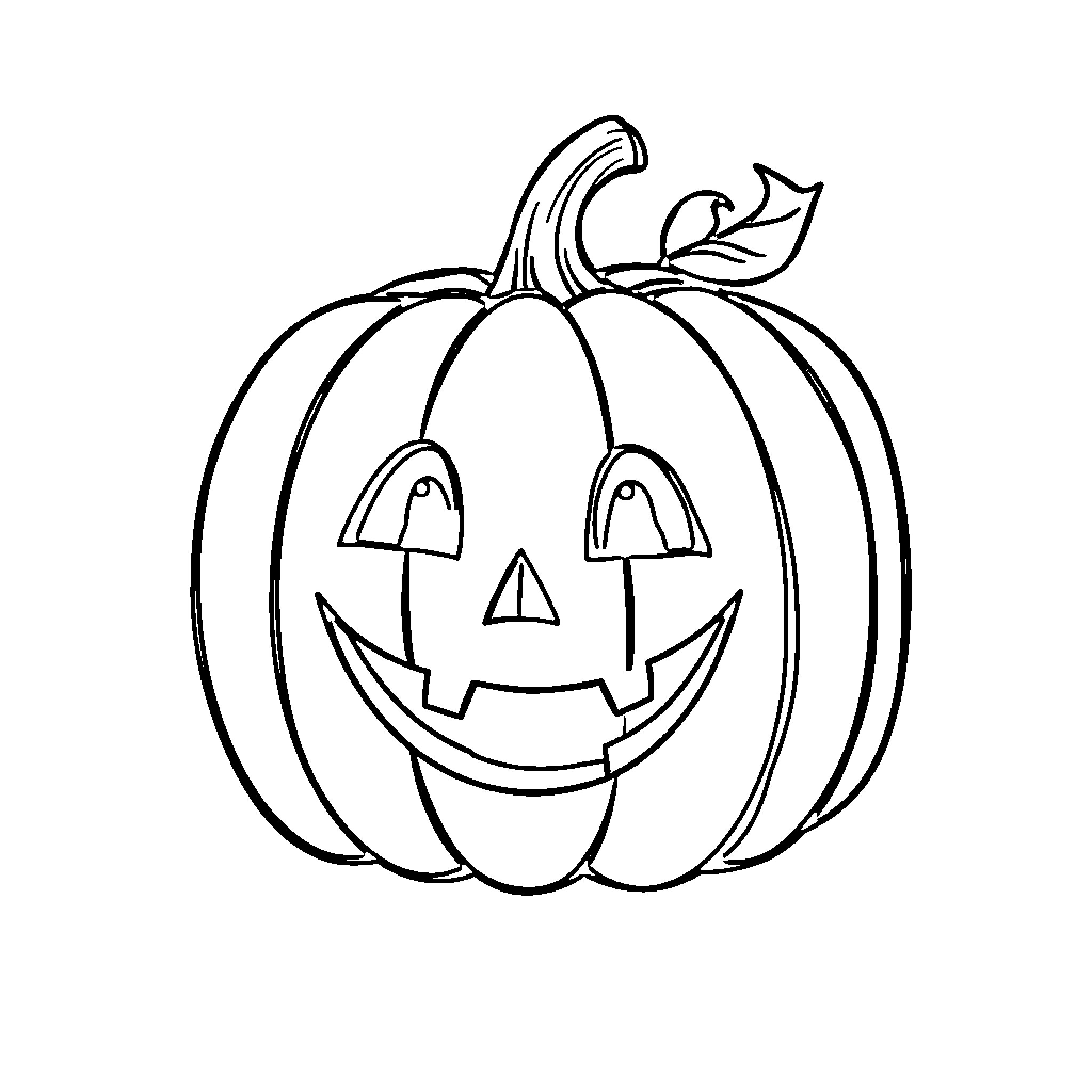 Spookely's Smiling Jack-o'-lantern Coloring Page (free black-and-white line drawing printable PDF for all, from beginners to advanced learners, including children, teens, adults, and seniors)